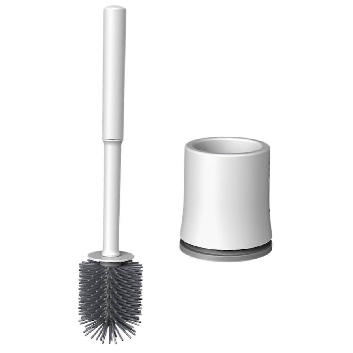 Toilet Brush With Base TPR Material, Soft Bristles, Quick Dry Drainage System Grey Bathroom Cleaning Tool