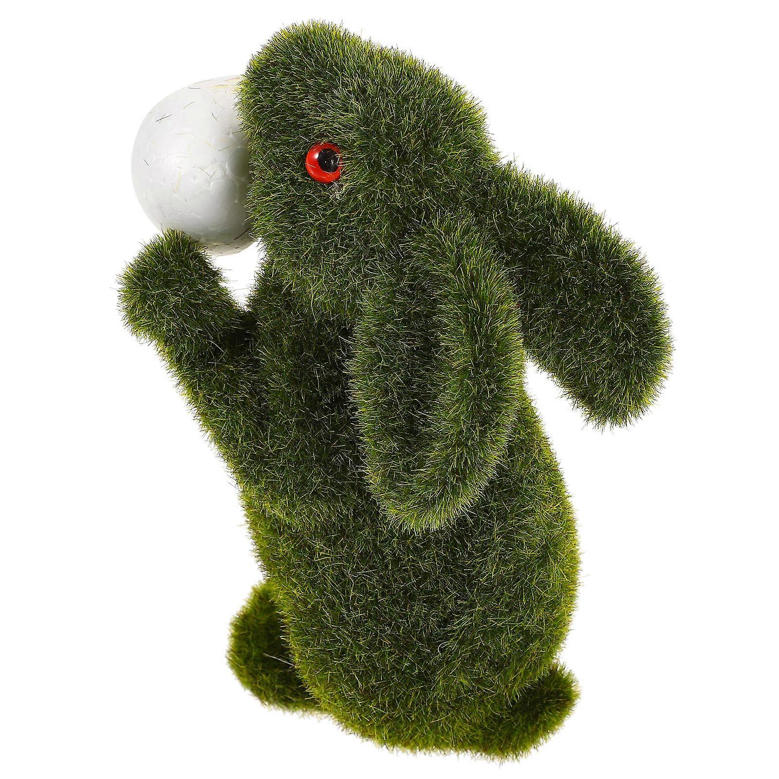 Flocked Rabbit Decoration Moss Bunny Figurine for Decor 5Pcs Set