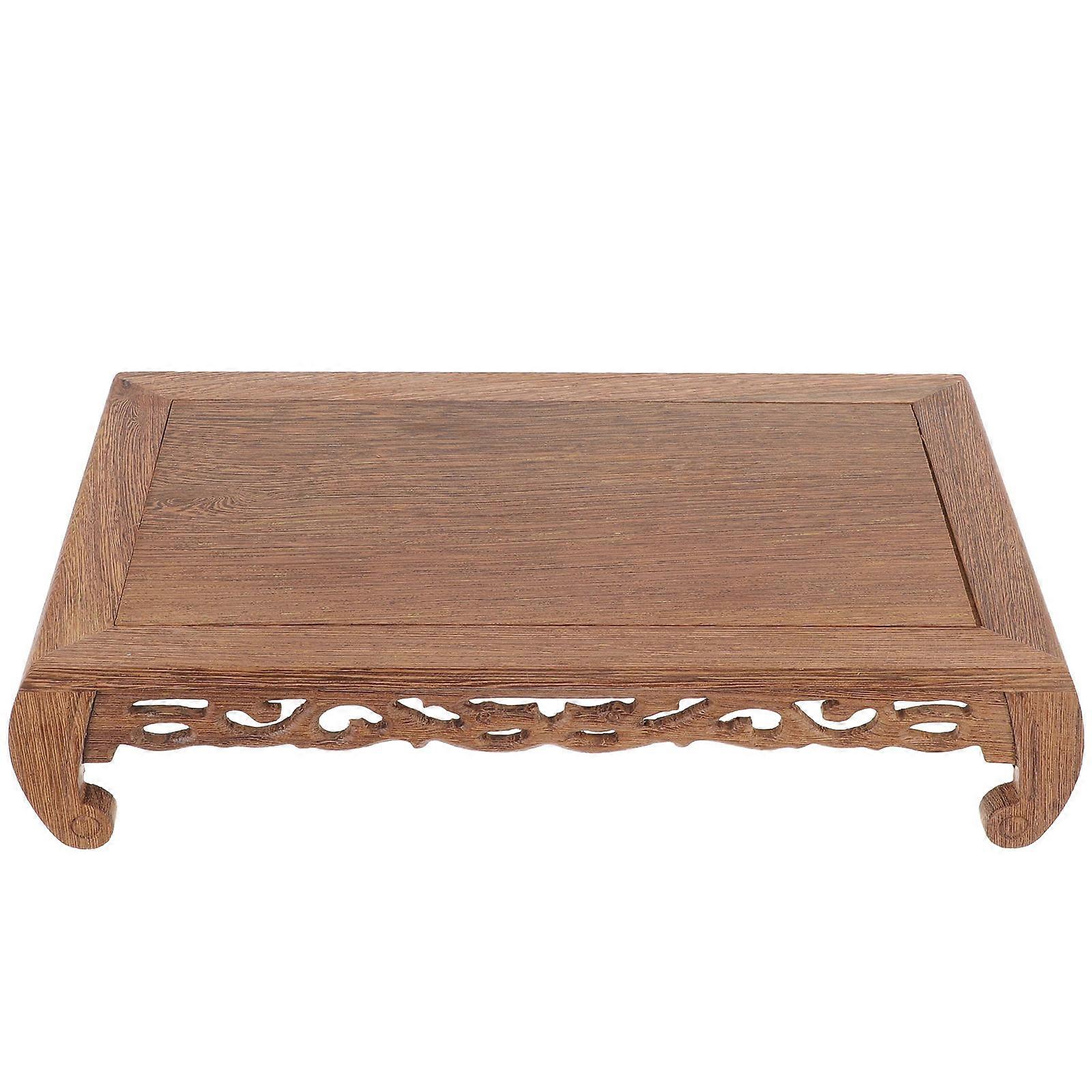 Wood Base Display Stand for Vase 2Pcs Coffee Colored Wooden Riser