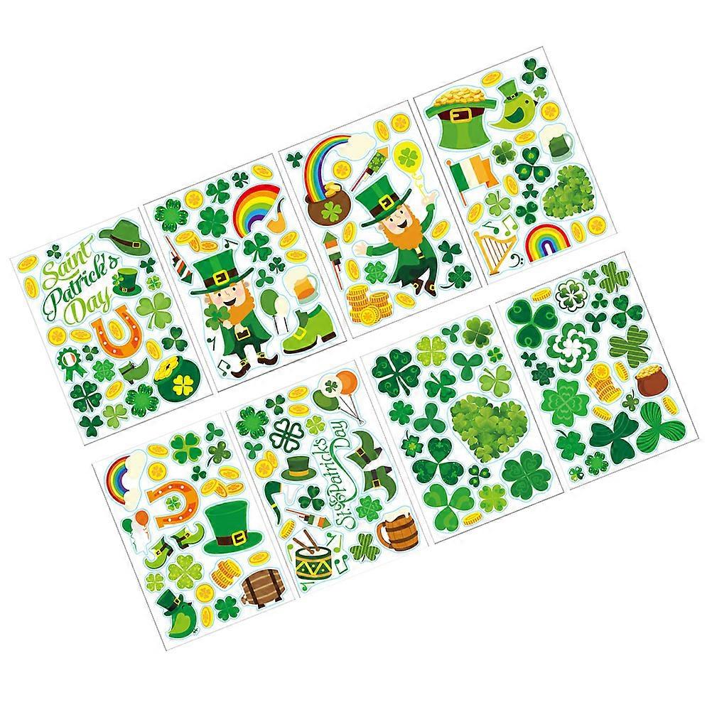 Patrick's Day Window Sticker for Decor 8 Sheets PVC Material