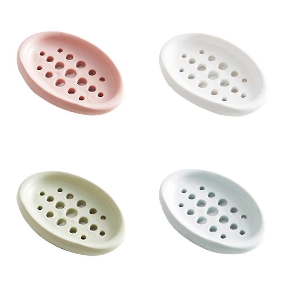 Soap Drainer Oval Shape for Soap Holding 3Pcs Silicone Green Case