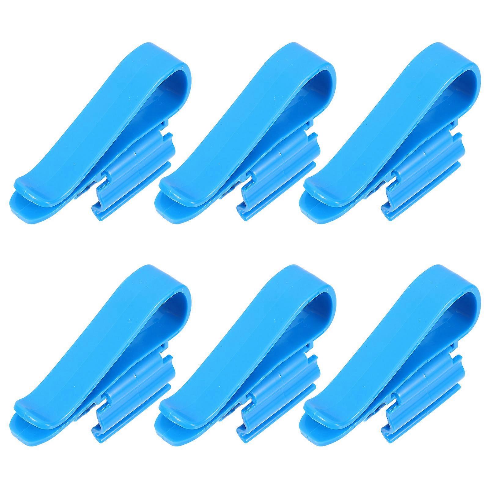 Aquarium Hose Clamp Plastic Fish Clips for Water Pipe Fixing 6Pcs Blue Set