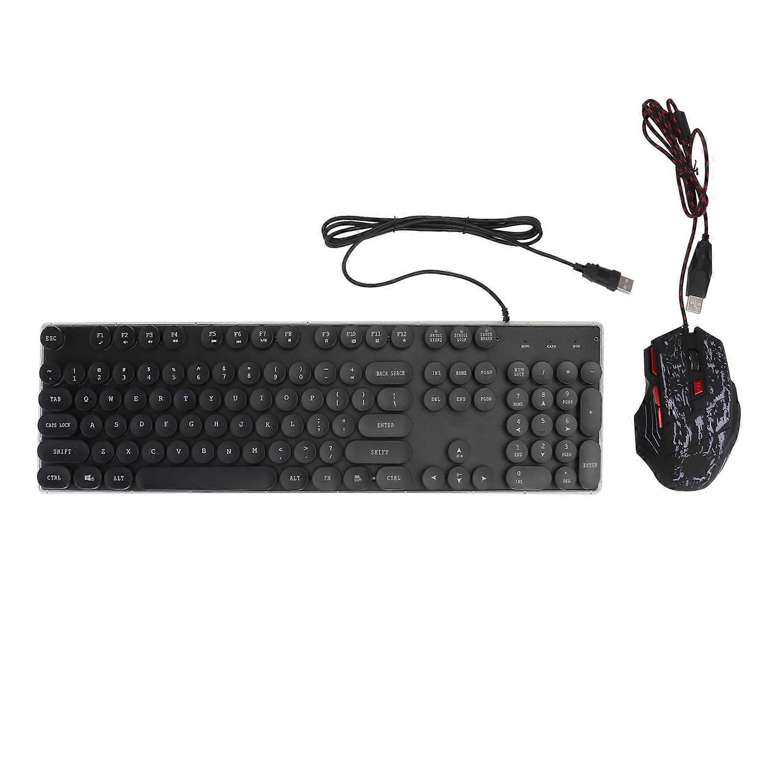 Black USB Gaming Keyboard and Mouse Sets with LED Backlit for Playing Use
