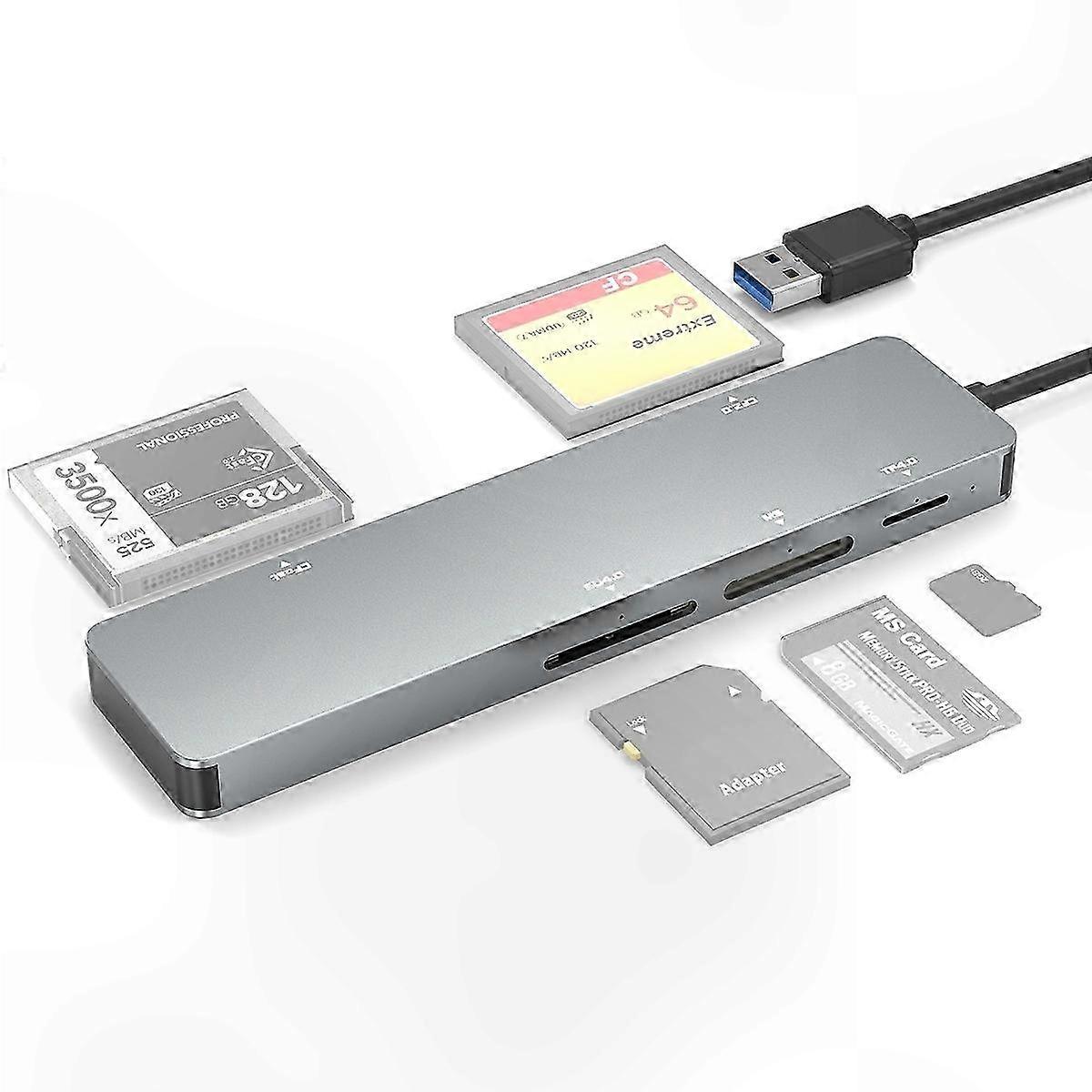 Multi-Card Reader USB 3.0 for CF, CFast, SD, MS, TF - Silver Grey