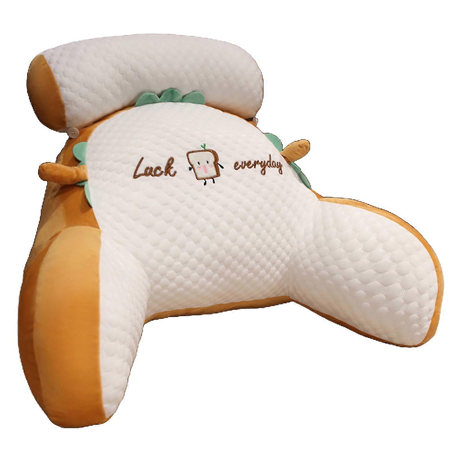Gardenne Bed Rest Pillow Sit Up Pillow Bed Rest Reading Pillow with Arm Support Cartoon Print Detachable Backrest Support Sofa Couch Cushion