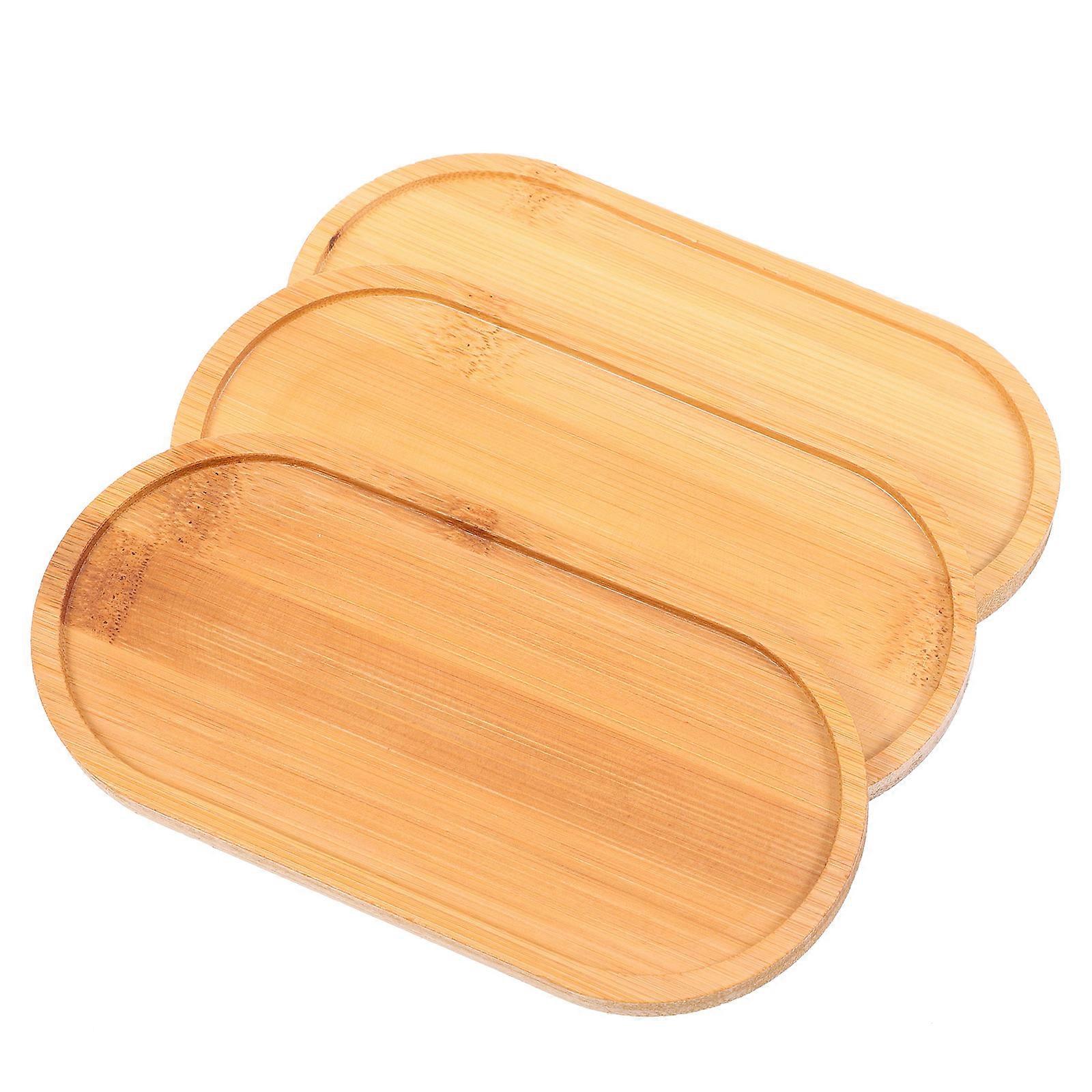 Saucer Potted Plants Bamboo Dripping Tray Patio Display 3Pack