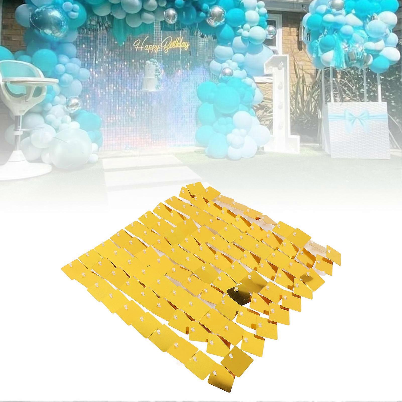 8PCS Gold Glitter Sequin Background Panels 30x30cm Party Decor