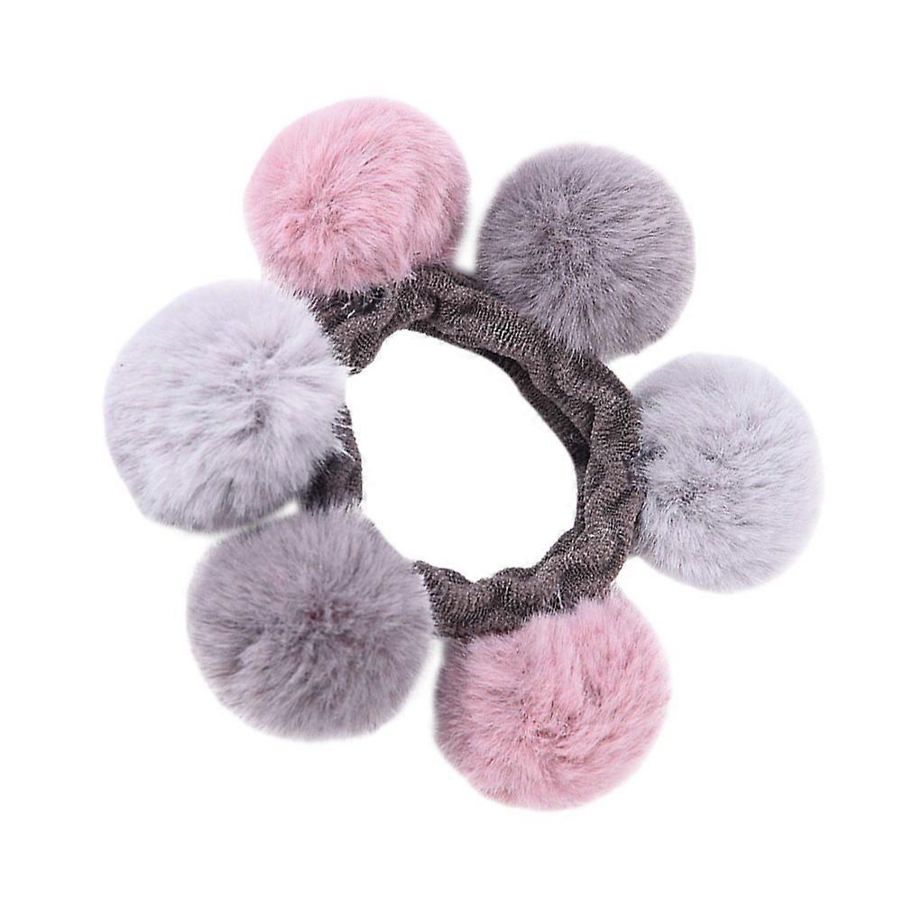 Colorful Elastic Hair Ties For Children Girls Ponytail Holders 1Pack Multi Round Plush Ball Daily Use