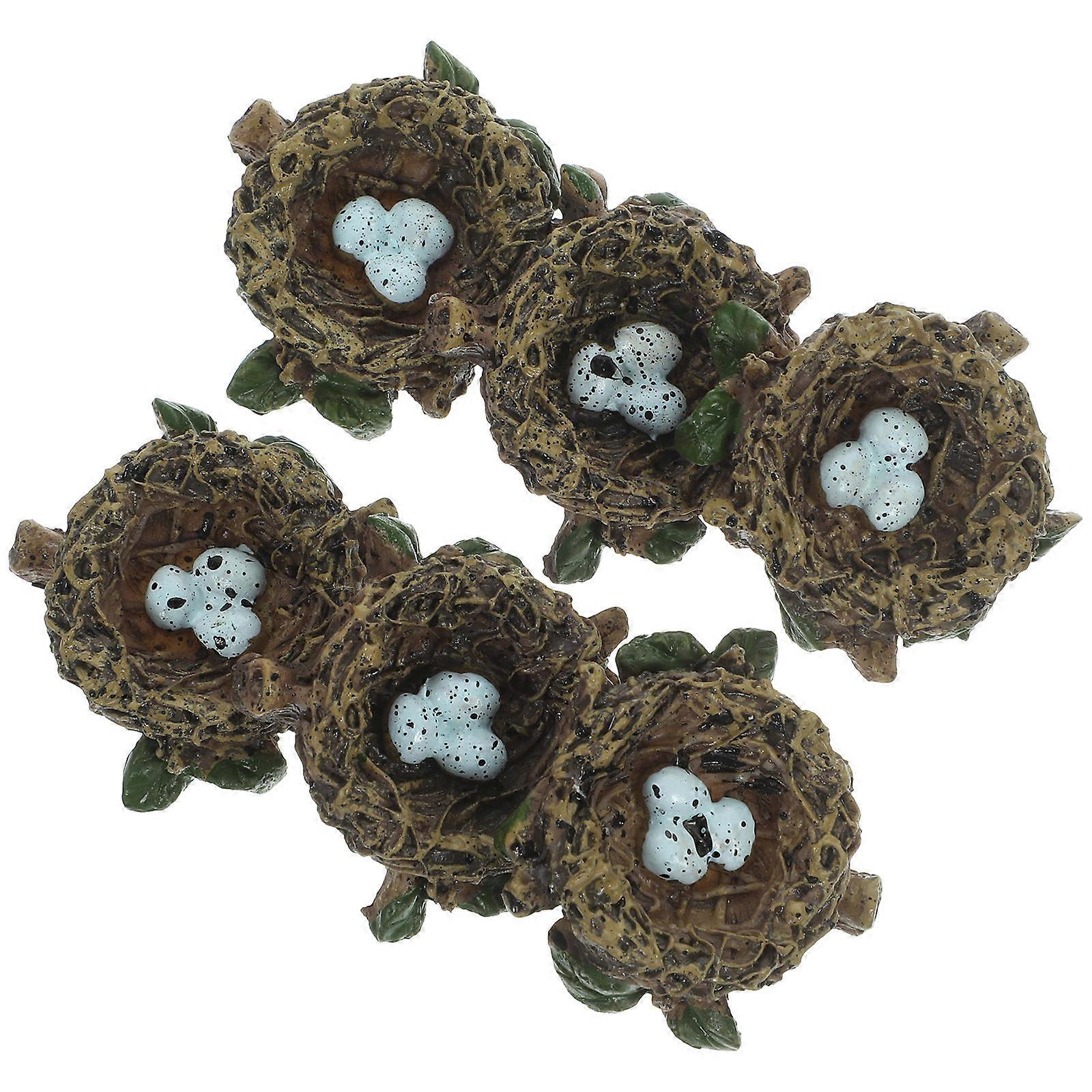 Simulation Bird Nest Decoration 6Pcs Creative Ornamental Eggs Designed For Garden Desktop And Car Decorations In Resin Material