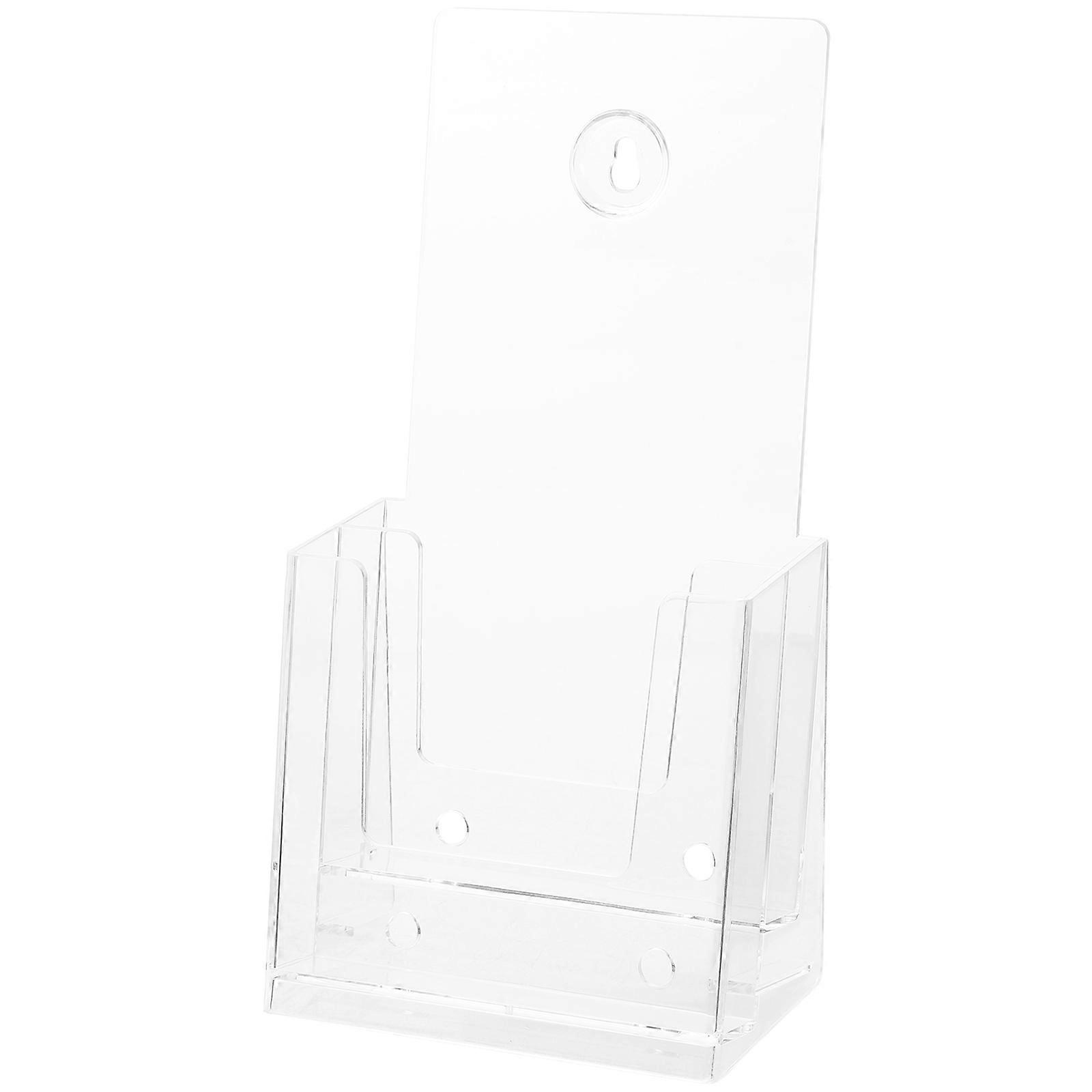 Brochure Holder Desktop File Rack Wall-Mounted Document Organizer Office Use Transparent 21X10.9X6.1CM 1Pack