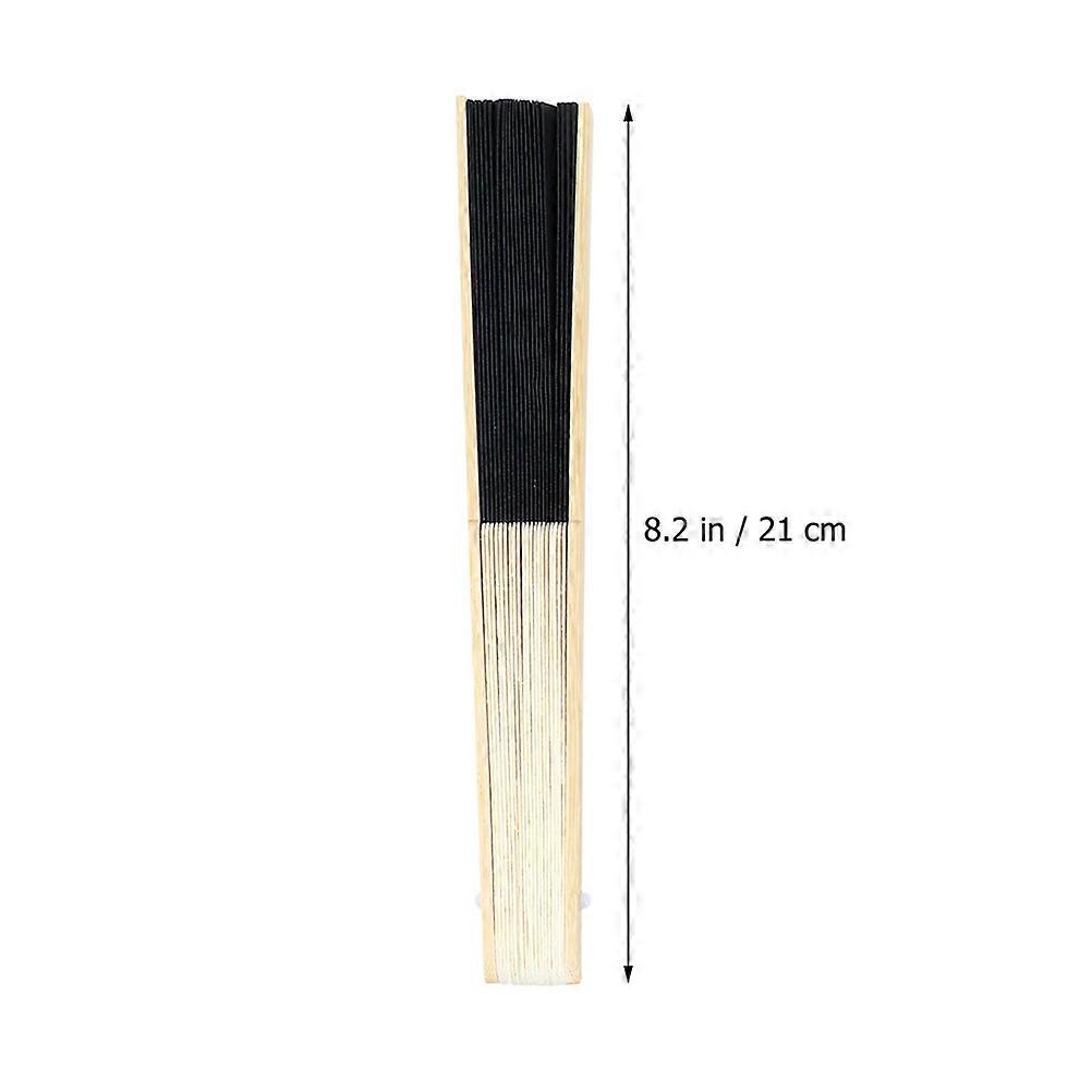 Foldable Fan Bamboo Framework for Decoration 4Pcs Classic Black