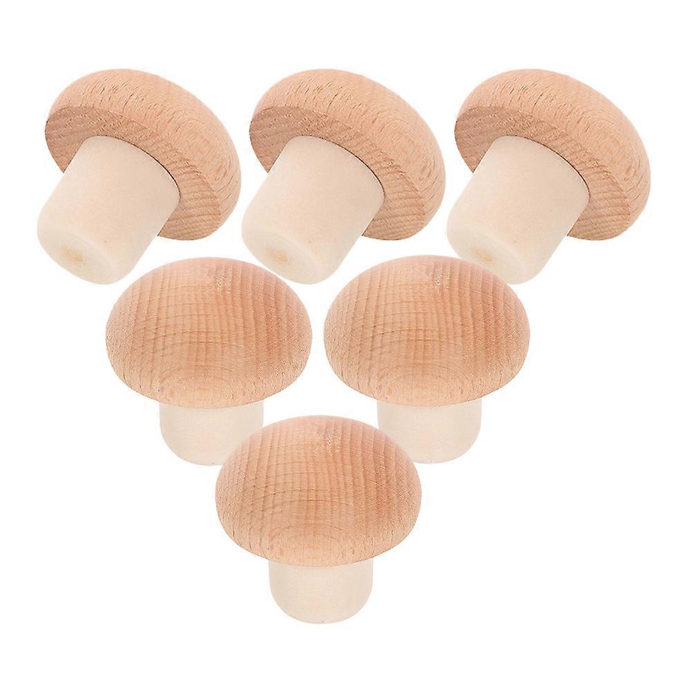Wooden Stoppers for Decor 6Pcs Mushroom Shape
