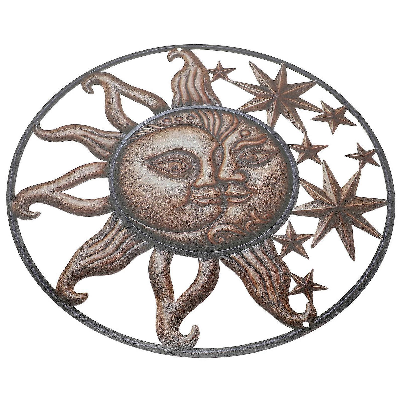 Sculpture de lune de style rétro en fer forgé, décoration murale pour jardin, extérieur, 29 x 29 cm, lot de 5 pièces