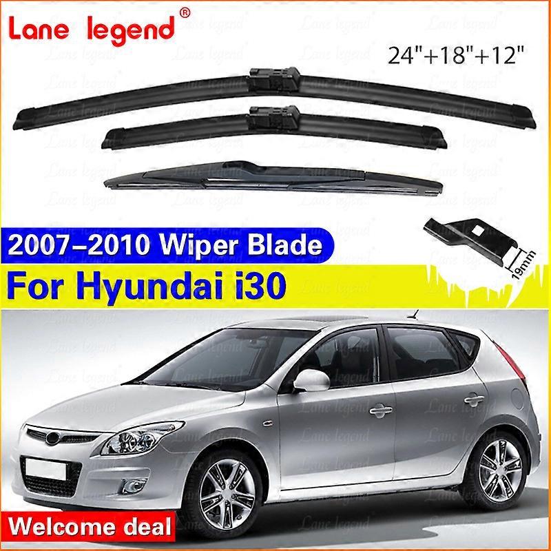 Applies to For Hyundai I30 2007-2010 Wiper Front Rear Wiper Blades Windshield Windscreen Window Rain Brushes 2008 2009 2010 24"+18"+12"