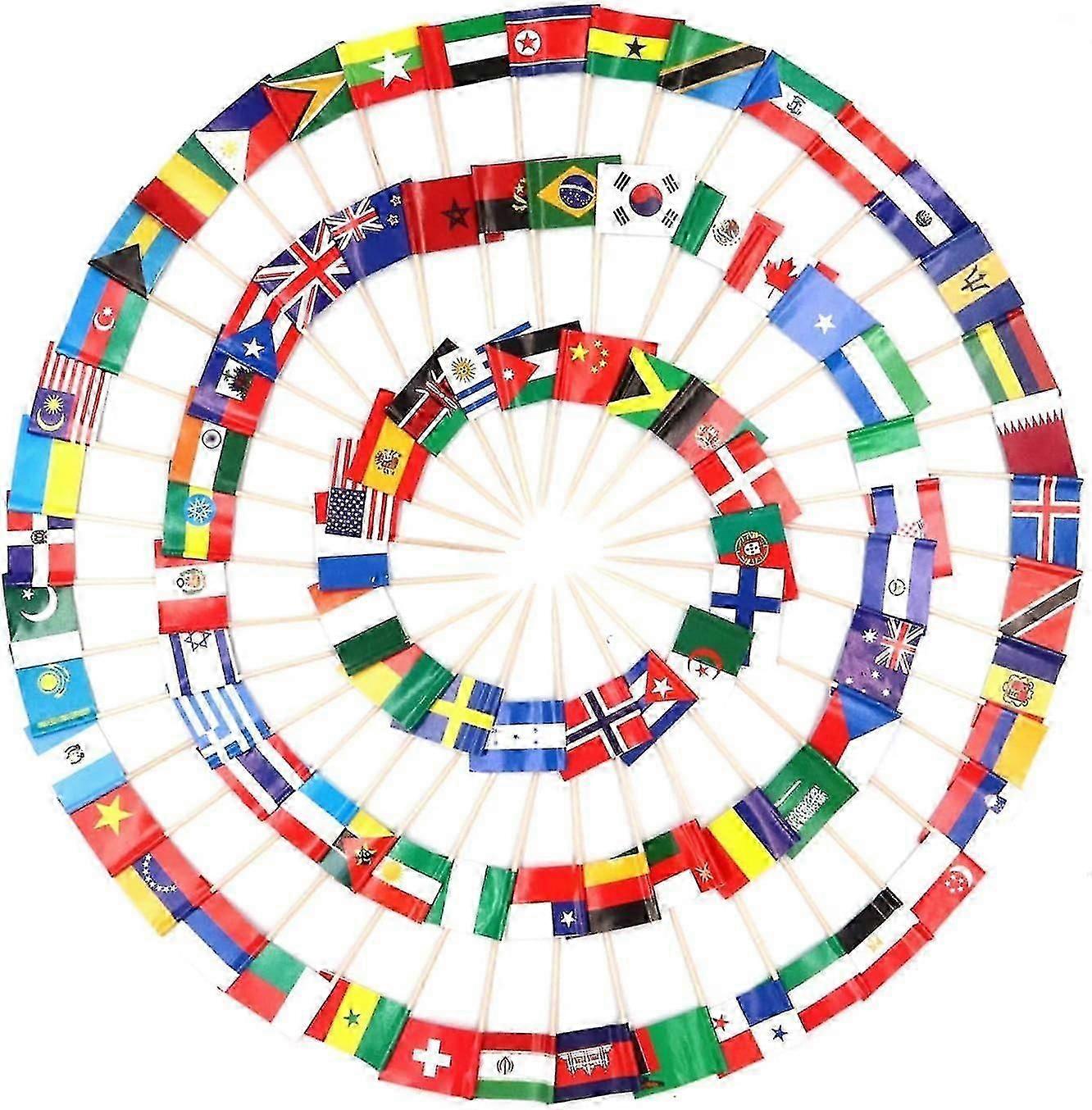 100pcs Assorted International Toothpick Flags for Party Decorations