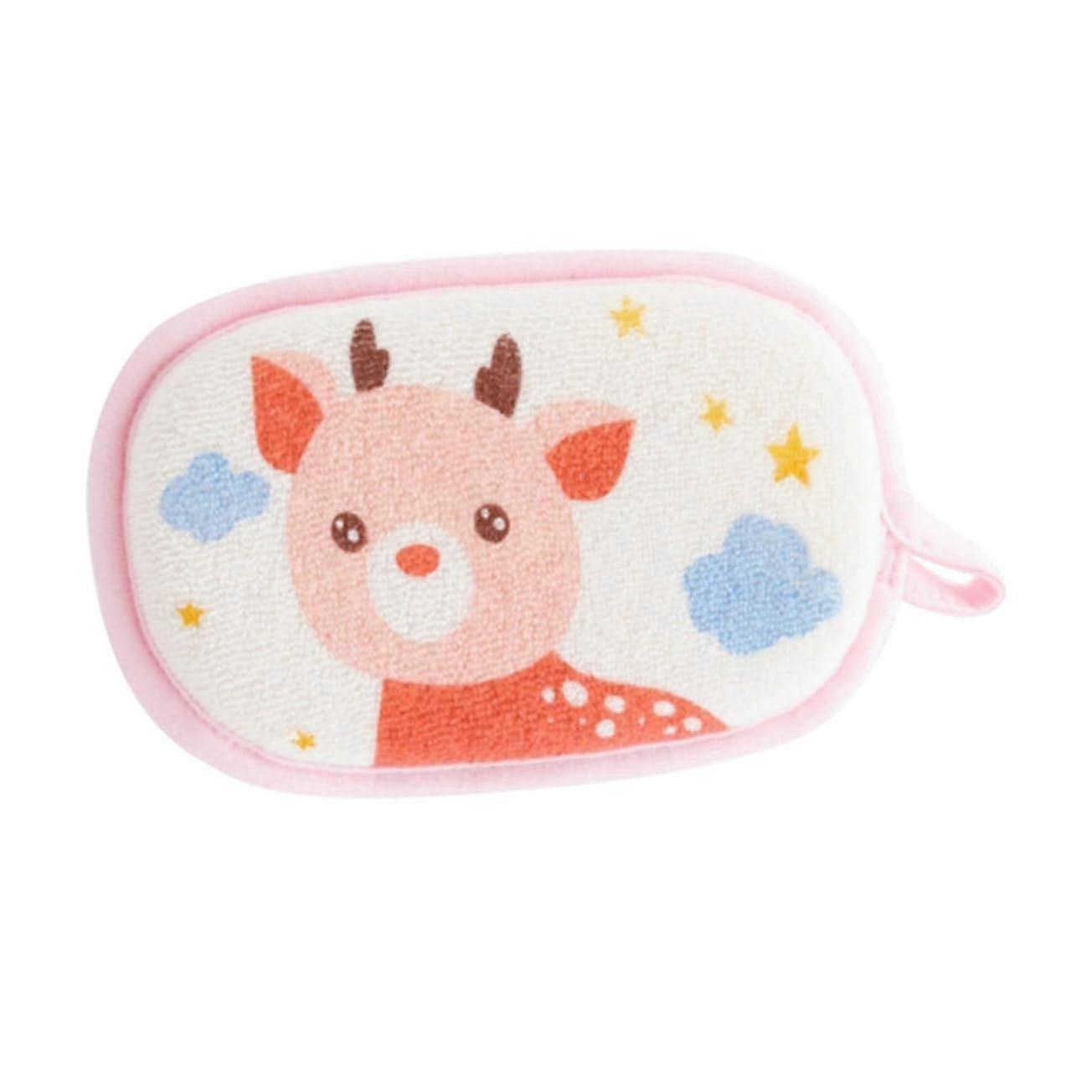 Small Bath Sponge Cotton Cartoon Absorbent Scrubber For Shower Lightweight Easy Storage Hanging Rope Gentle Cleansing