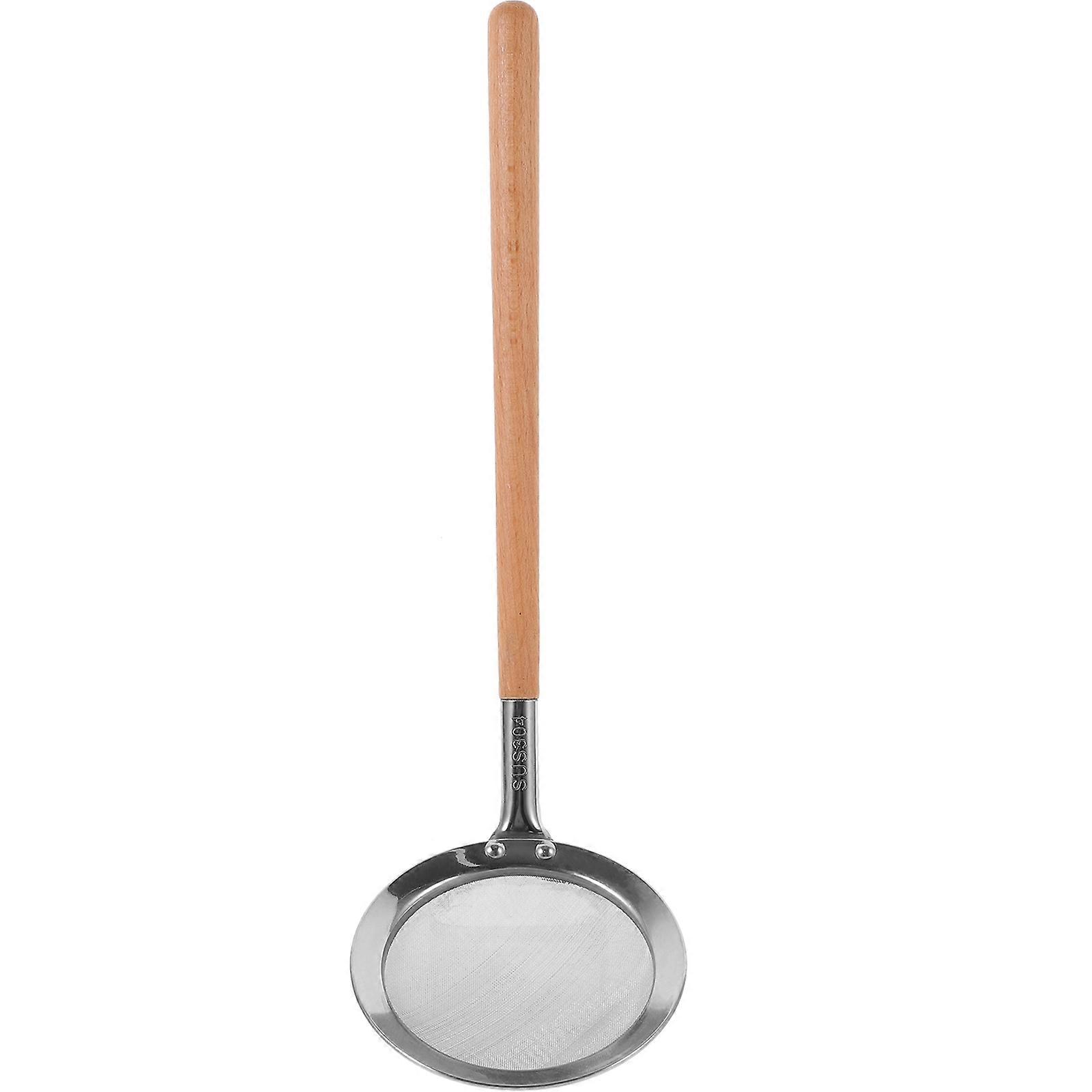 Silver Steel Cooking Strainer Spoon for Kitchen Use with Long Handle 3Pcs