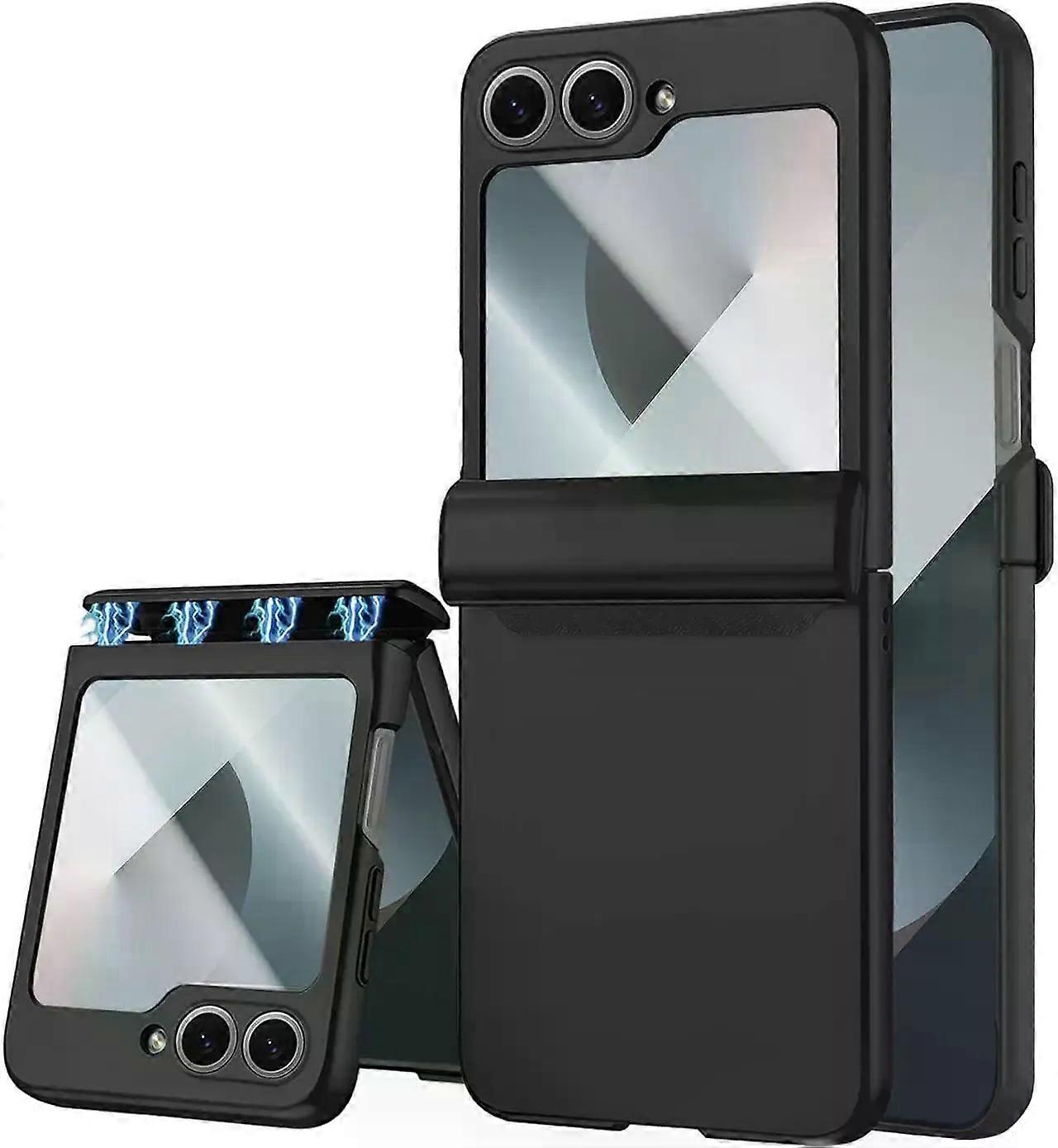 Case for Samsung Galaxy Z Flip 6 Case / Z Flip 7 FE, Hinge Protection, Built-in Screen Protector, Wireless Charging, Slim Rugged Phone Protective Case