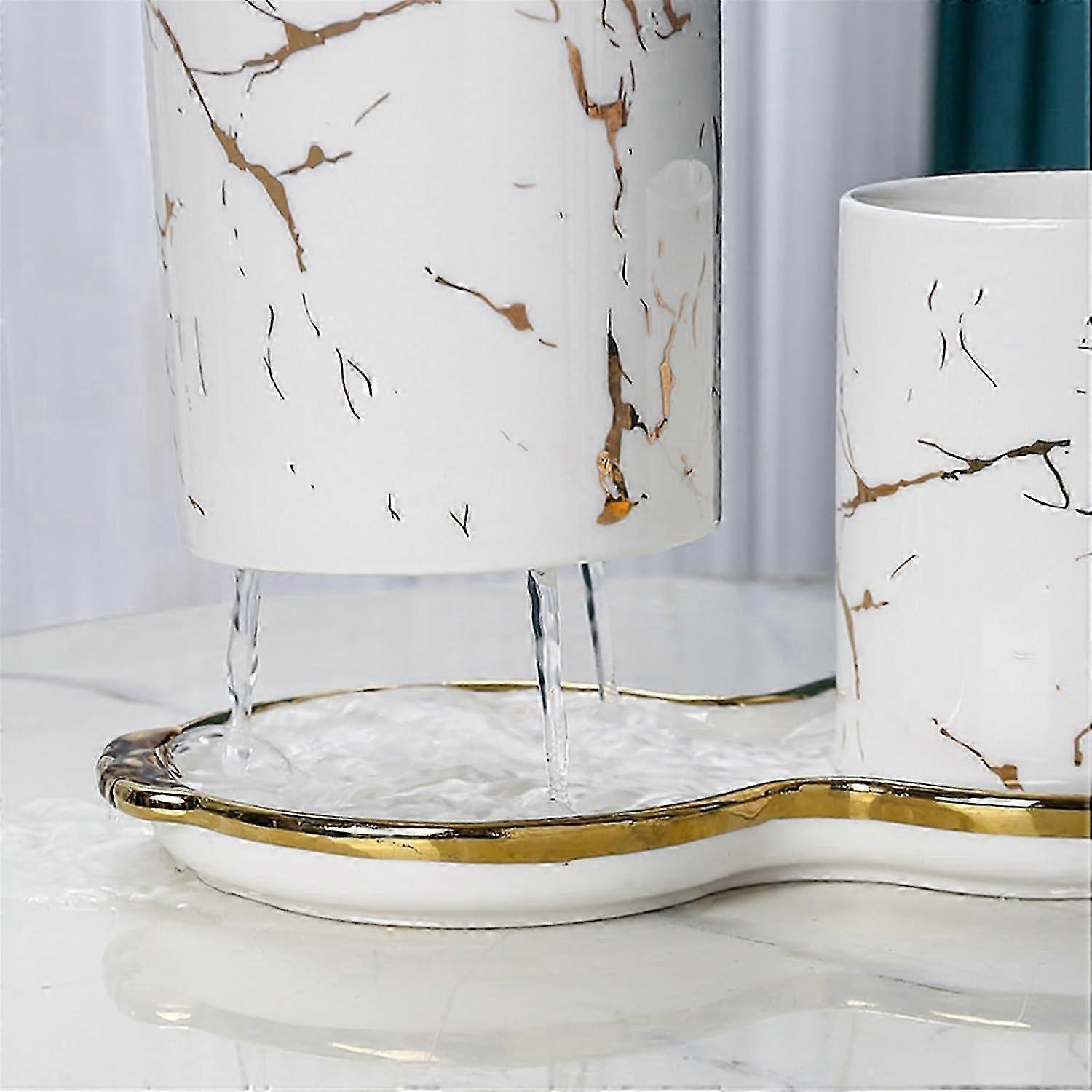 Marble Pattern Utensil Holder for Kitchen Countertop Organization 26s