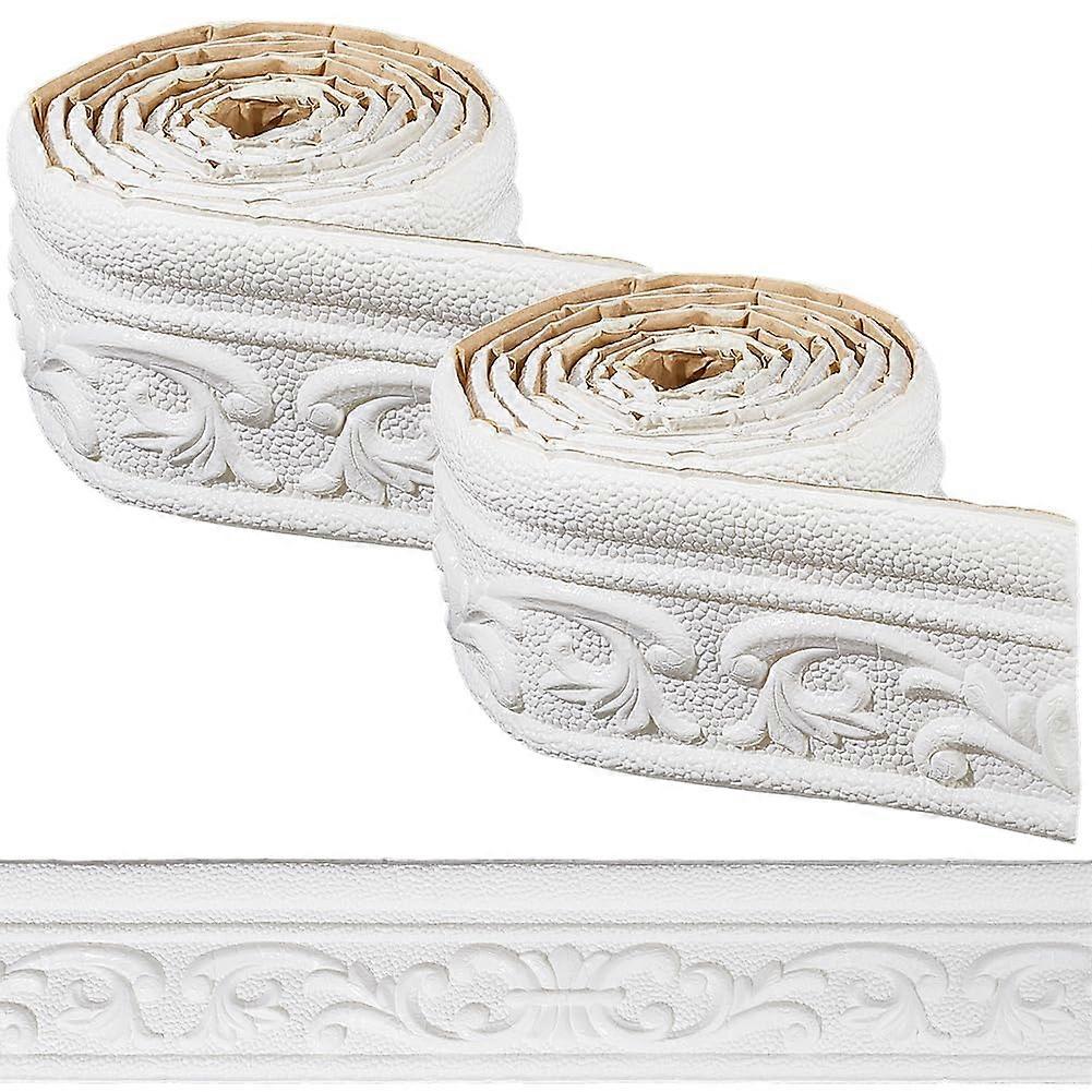 Crown Molding Peel And Stick Foam White SelfAdhesive 3D Decorative Border 82.5 In L x 3.14 In W 2 Rolls