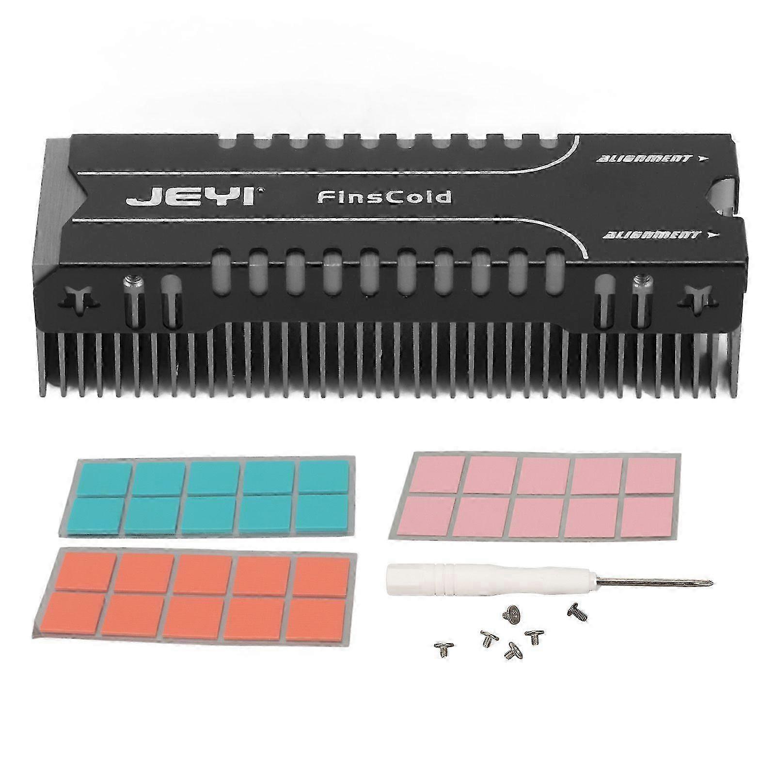 25-26 M.2 SSD Cooler 38 Cooling Fins Multi Channel Base Mg Aluminium Alloy SSD Heatsink with Thermal Pad for PC Office