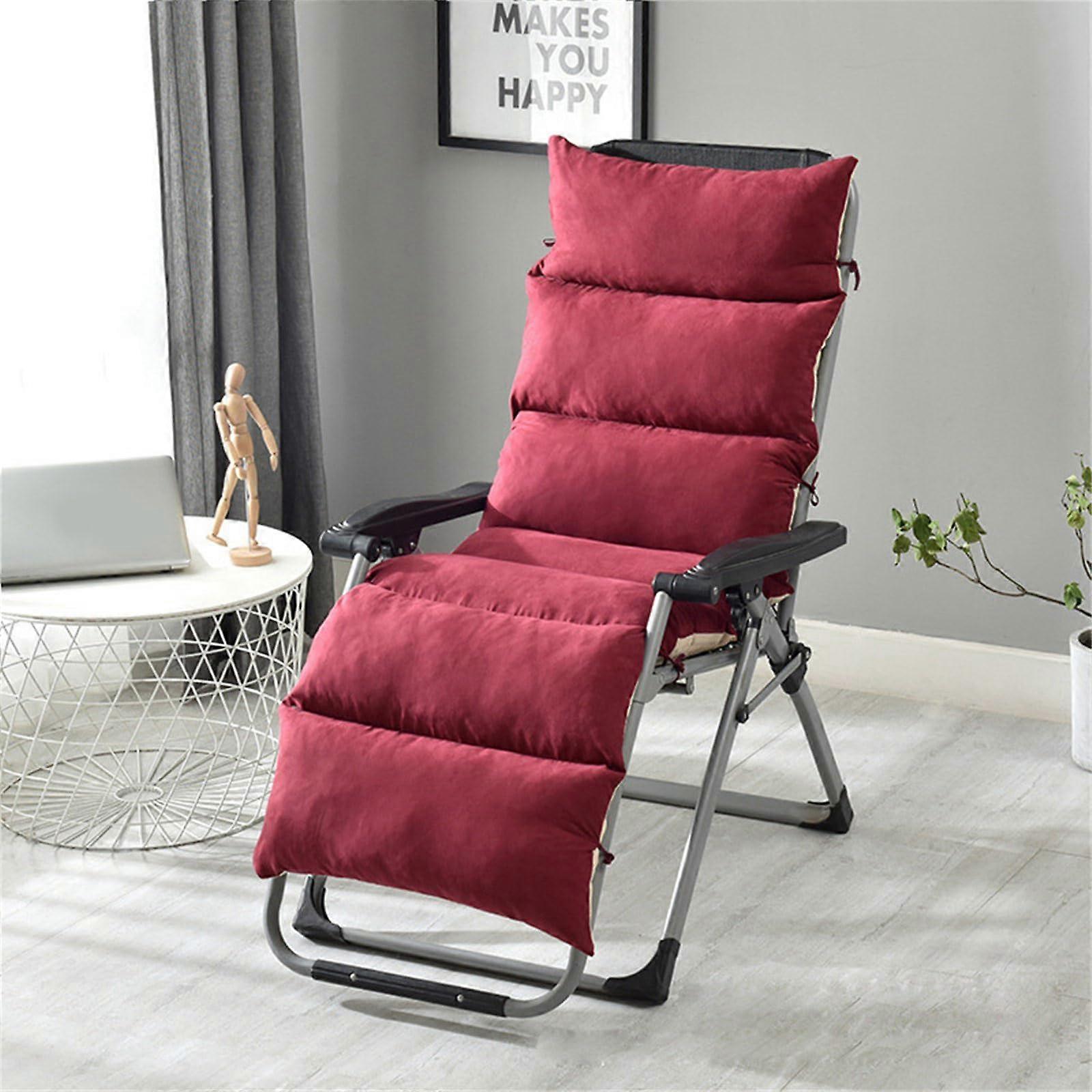Sun Lounger Cushions 12cm Thick Recliner Chair Cushion For Indoor Outdoor Garden Patio Sunbed NonSlip Red 155x50cm