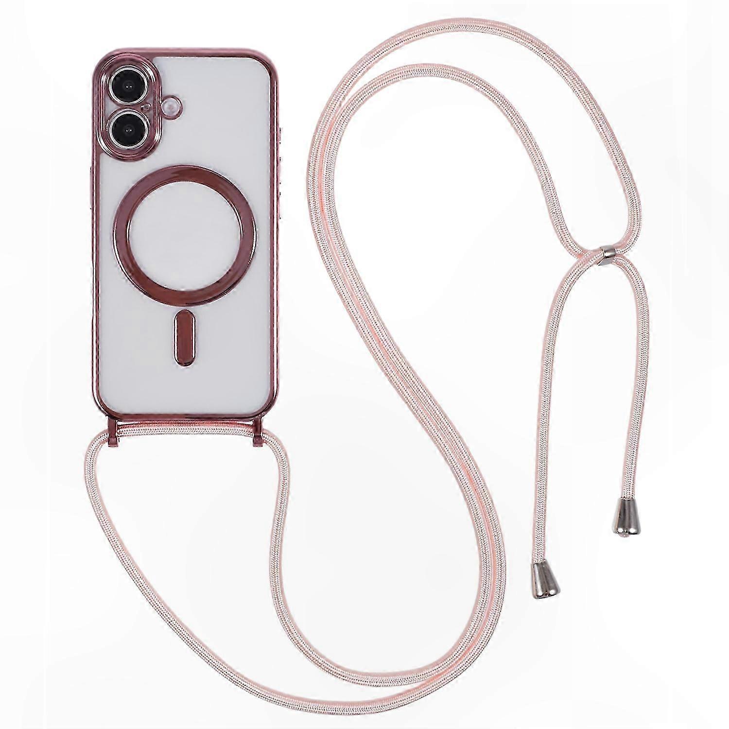 MagSafe-Compatible Electroplated TPU Case with Long Lanyard for  16 Protector