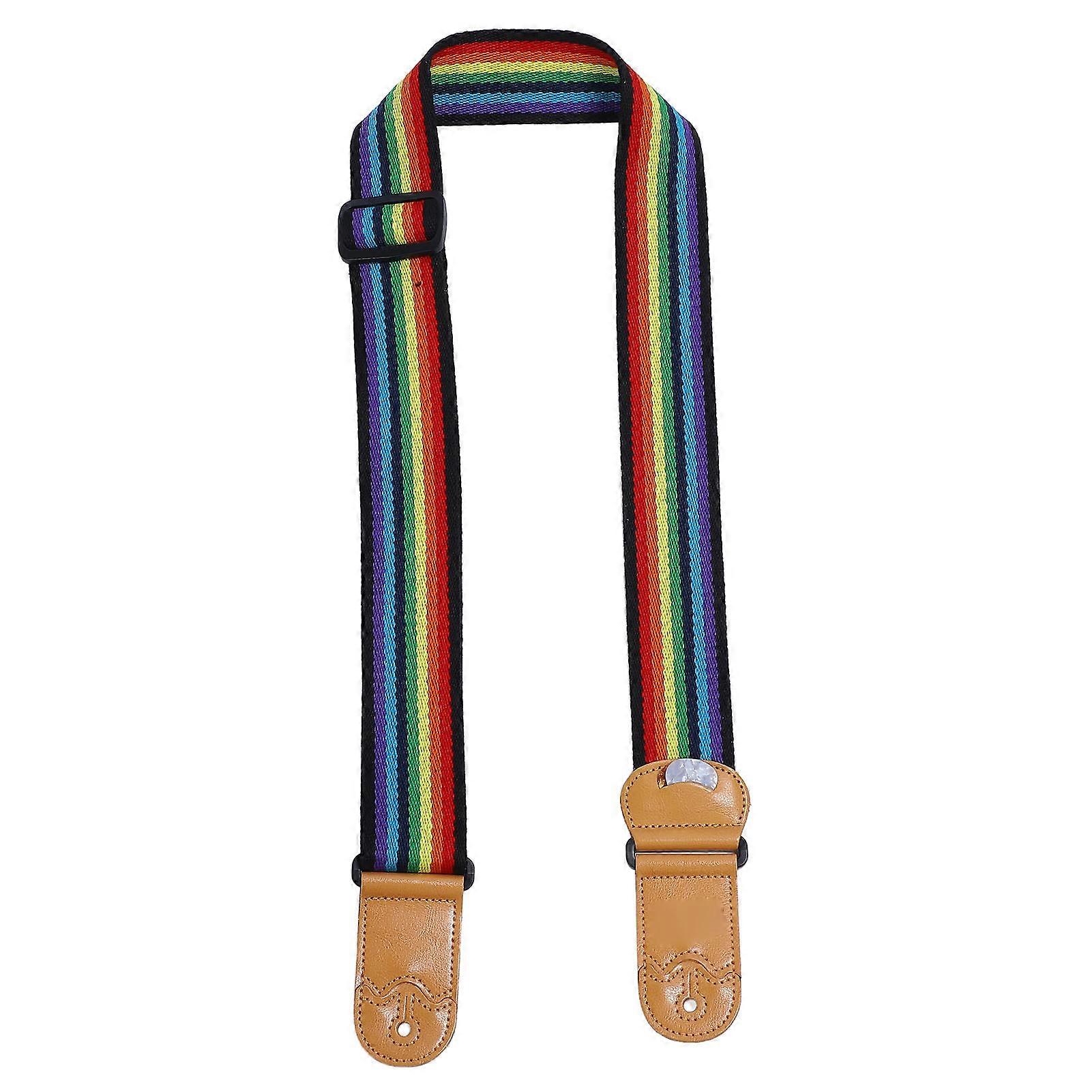 Rainbow Adjustable Guitar Strap 90.5-154cm Leather Cotton