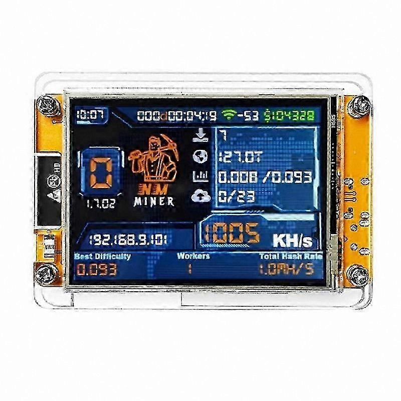 Crypto Mining Device with 1000KH/S Hashrate, ESP32 Processor, 2.8 Inch Smart Display for Solo Lottery Bitcoin