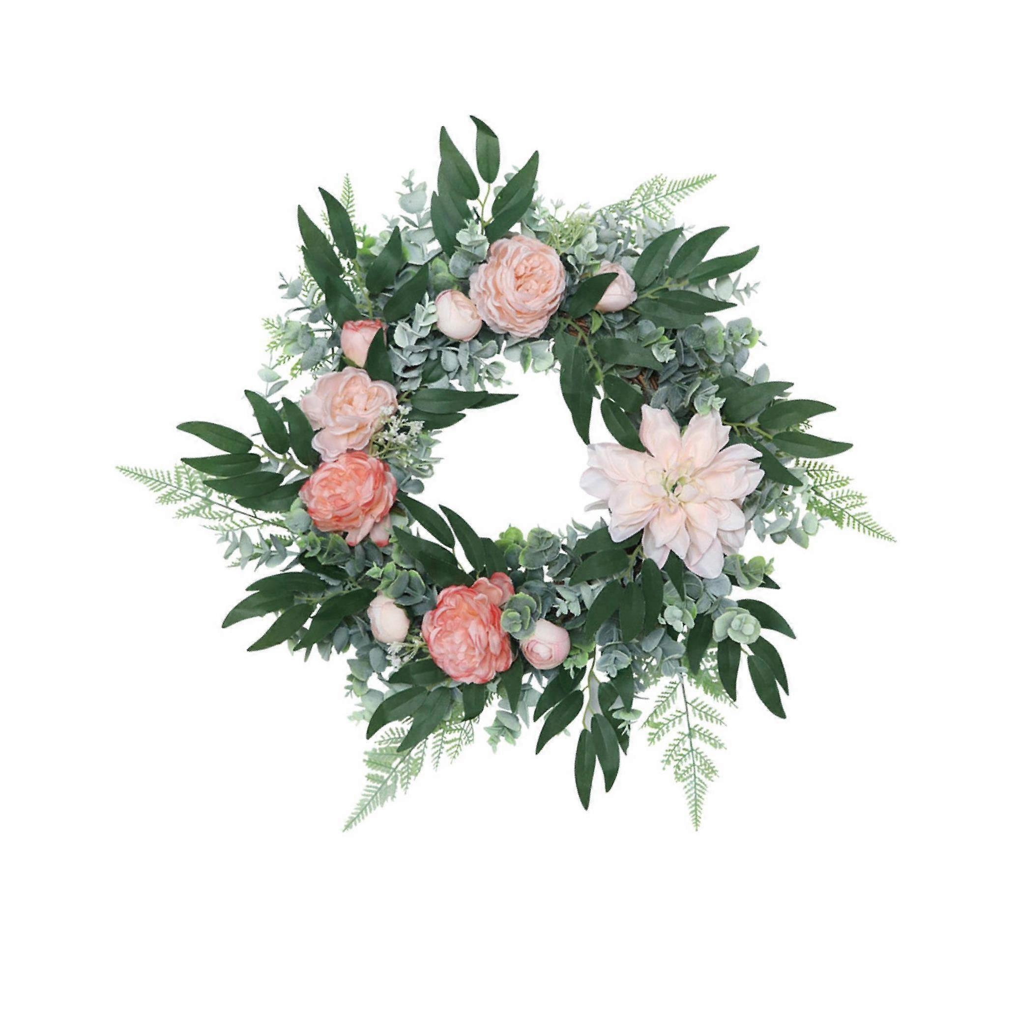 Realistic Spring Front Door Wreath Artificial Flower Wreath for Summer