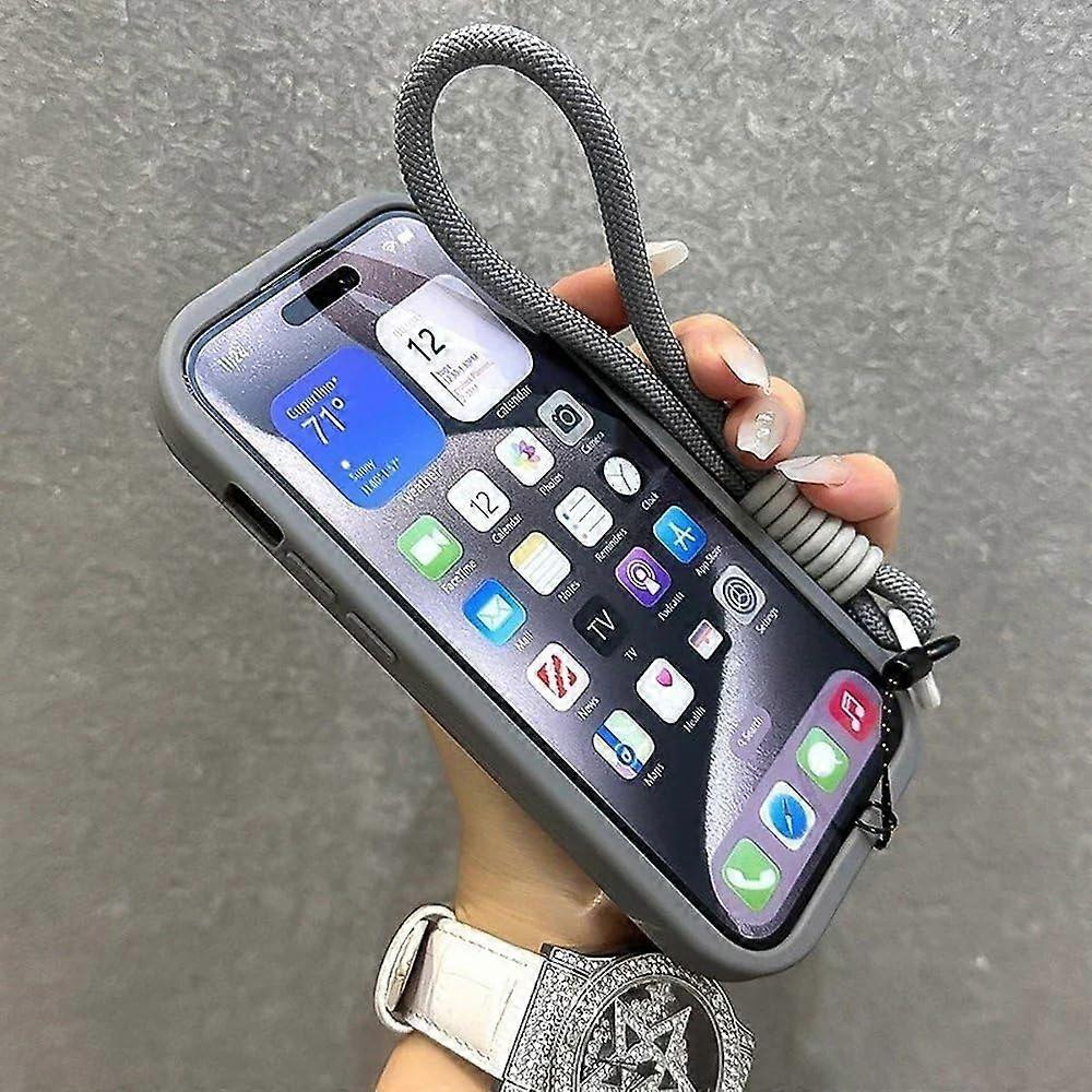 Fold Glass Lens Stand Magnetic Clear Case For iPhone 16 15 14 13 12 Pro Max Plus Pink Wrist Strap Cord Shockproof
