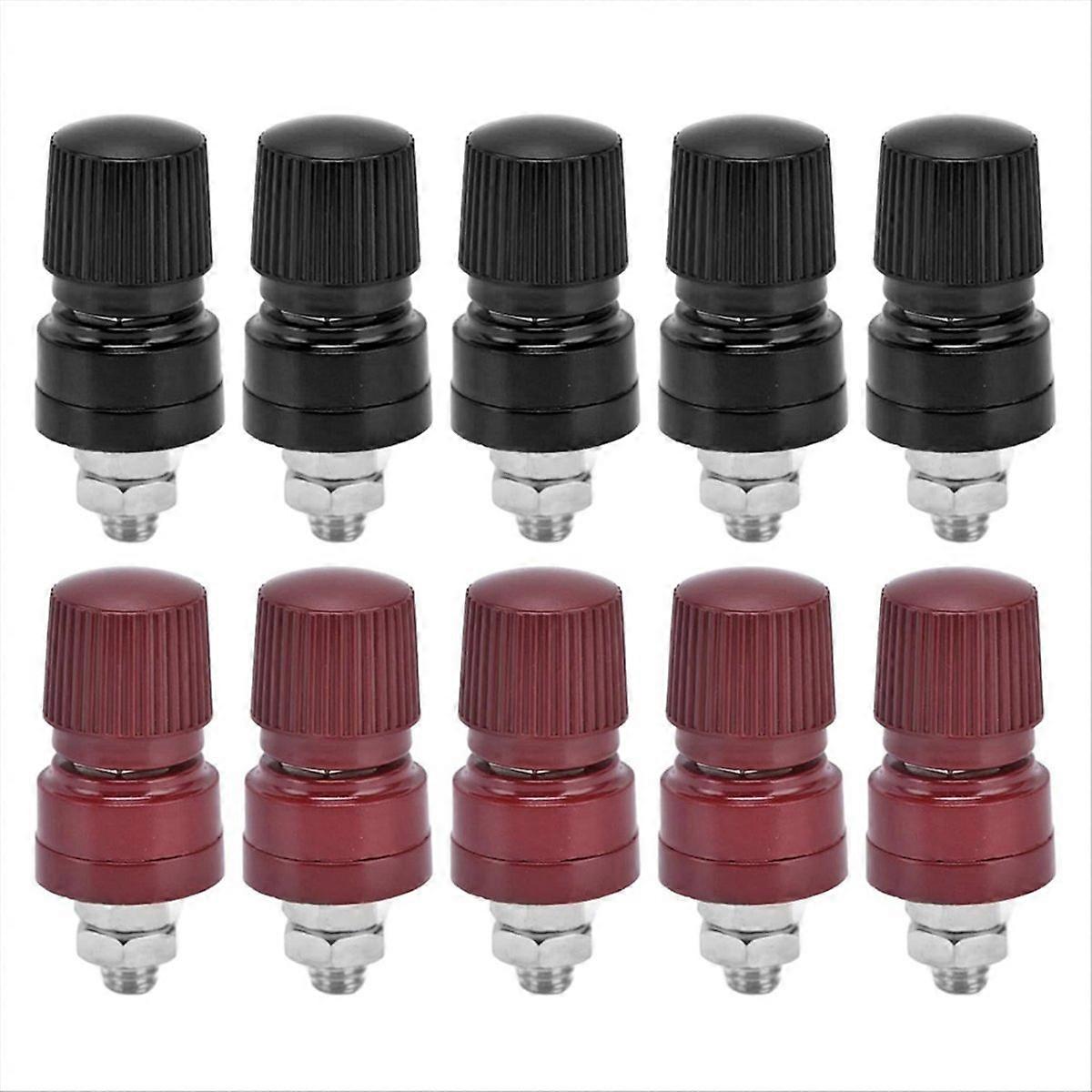 5 Pairs Brass Plated Binding Posts, M6 Thread Terminal, Wide Application, Easy to Distinguish, Stron