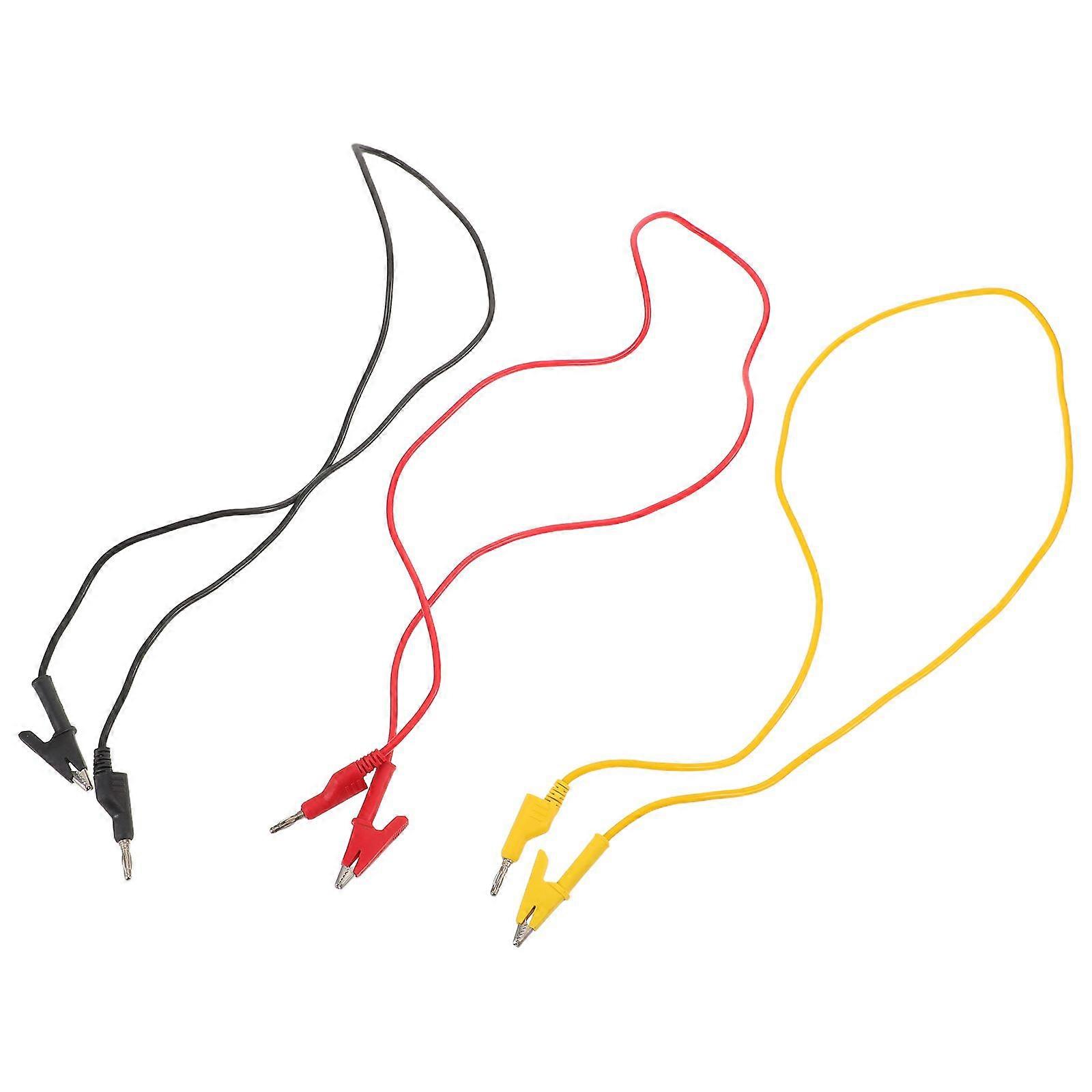 3pcs Banana Plug to Crocodile Alligator Clip Test Probe 4mm Stackable Banana Plug to Alligator Clip Test Probe Lead Wire Cable