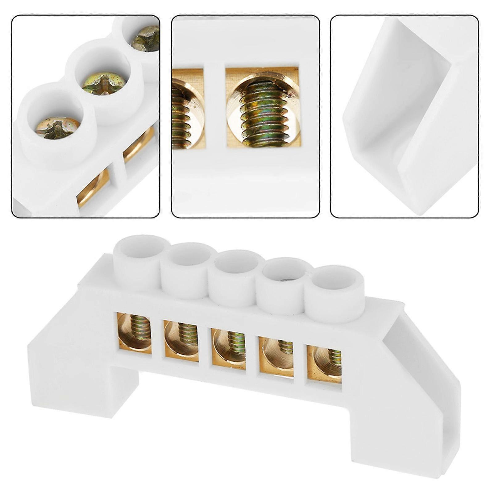 10pcs 5-Hole Bridge Design Electrical Distribution Wire Screw Brass Terminal Block Connectors