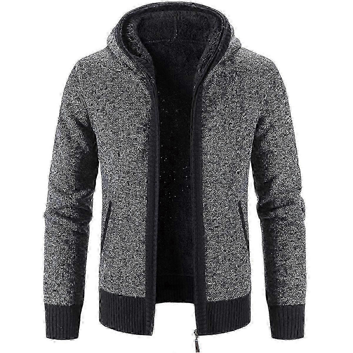 Mit Fleece gefütterter Winterpullover für Herren mit Kapuze