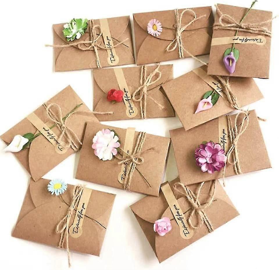 10kpl onnittelukortit, kraft-kortit ja kirjekuoret Retro käsintehty ja kirjekuoret DIY-tervehdys