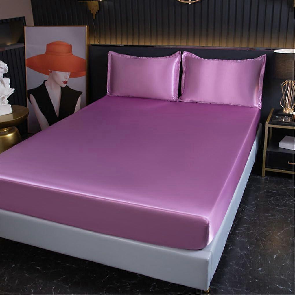 Waterproof Solid Color Mattress Protector Cover Satin Flat Sheet Compatible Standard Size