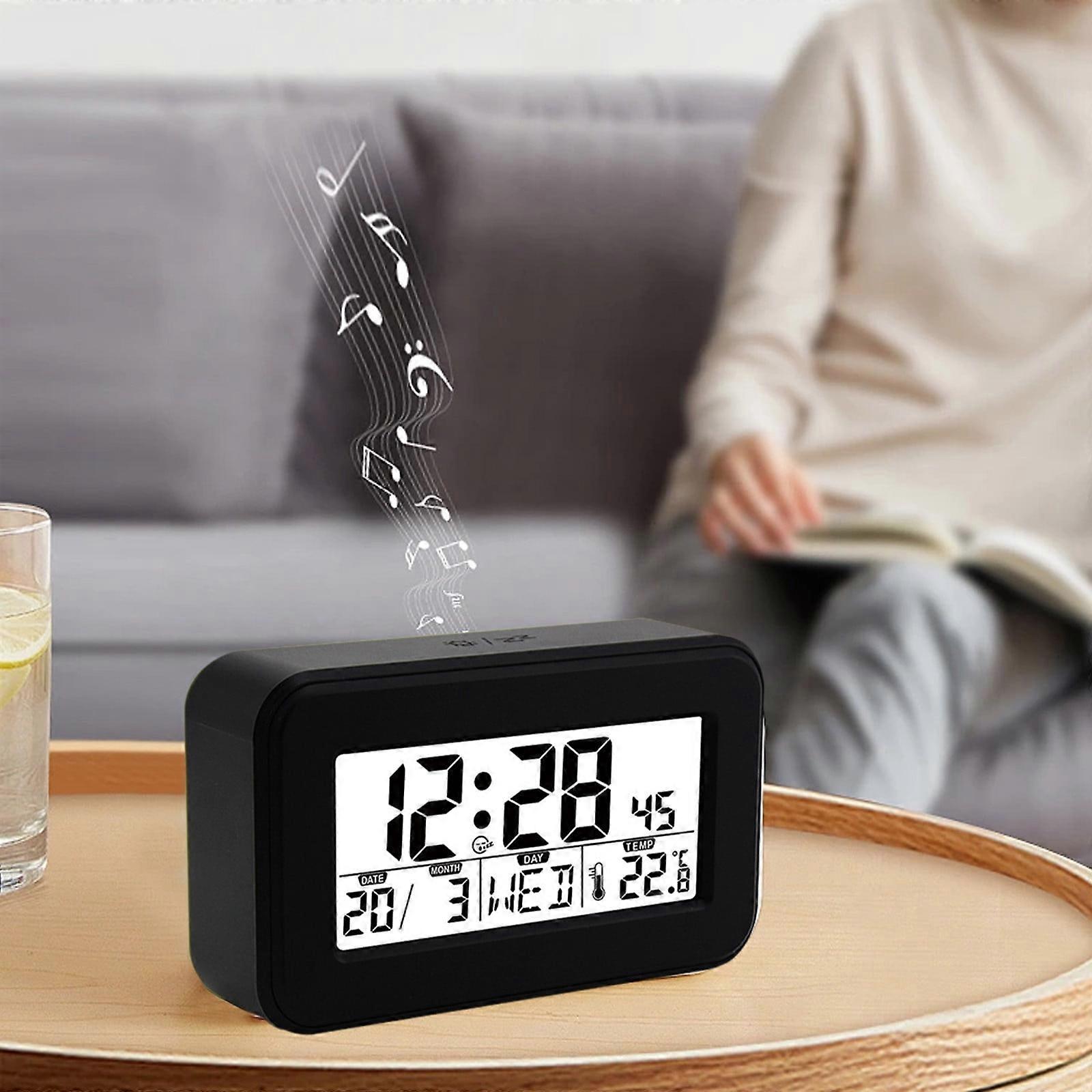 WJSXC Home LCD Digital Display Clock, Children and Students Luminous Small Alarm Clock, the Elderly Lazy Automatic Wake-up Call Clock Black