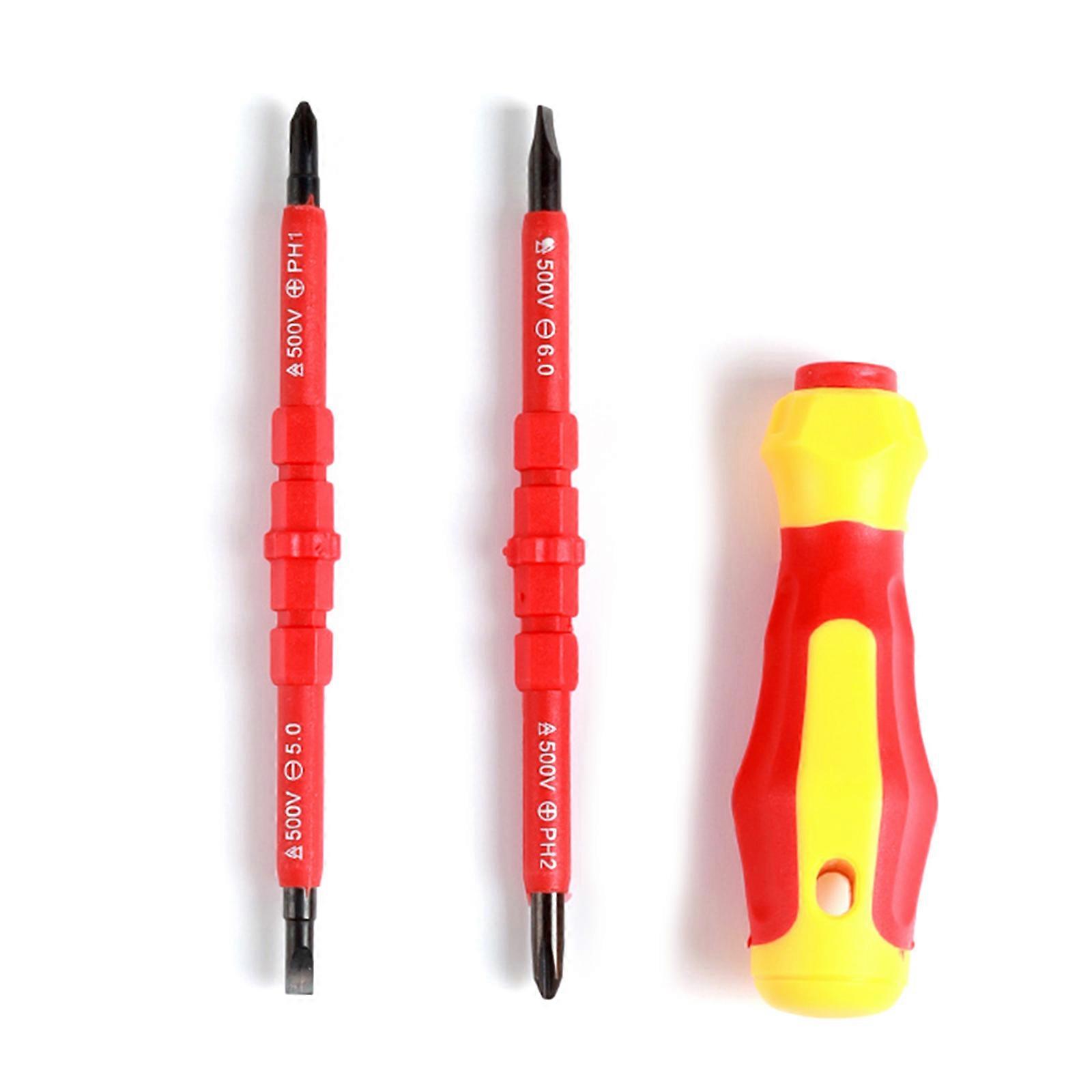 Reliable Insulated Screwdriver Kit For Safe Electrical Tasks Enhances Magnetic Functionality for Home DIY Project  Red