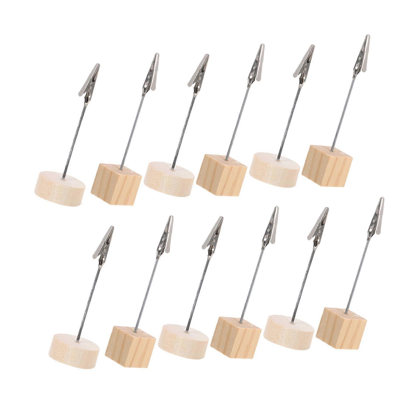 Wooden Table Card Holders Set of 20 with Square and Column Bases for Wedding Party Photo Memo Clips