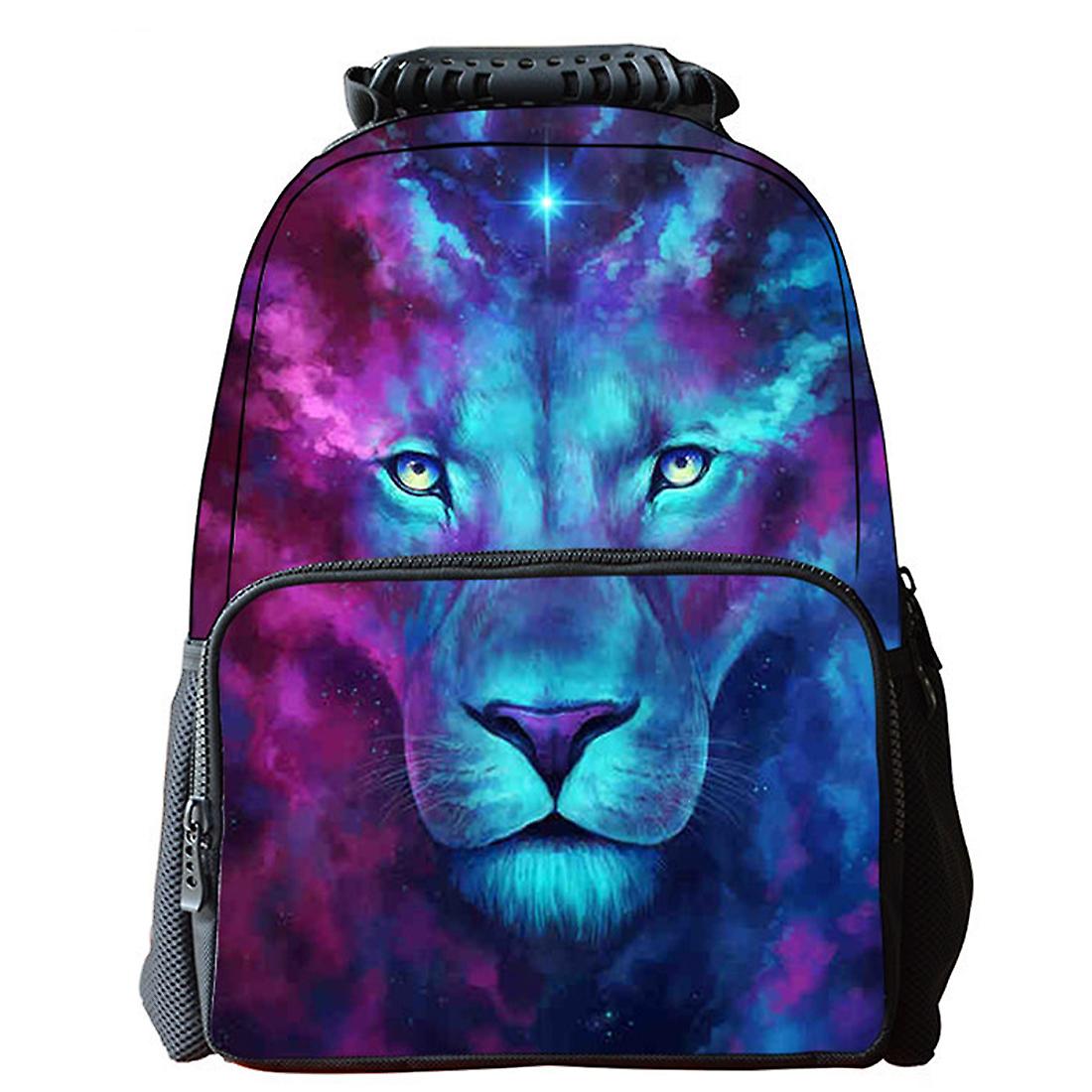 Kaxidy Fashion 3d Lion Print Backpack Unisex Backpack