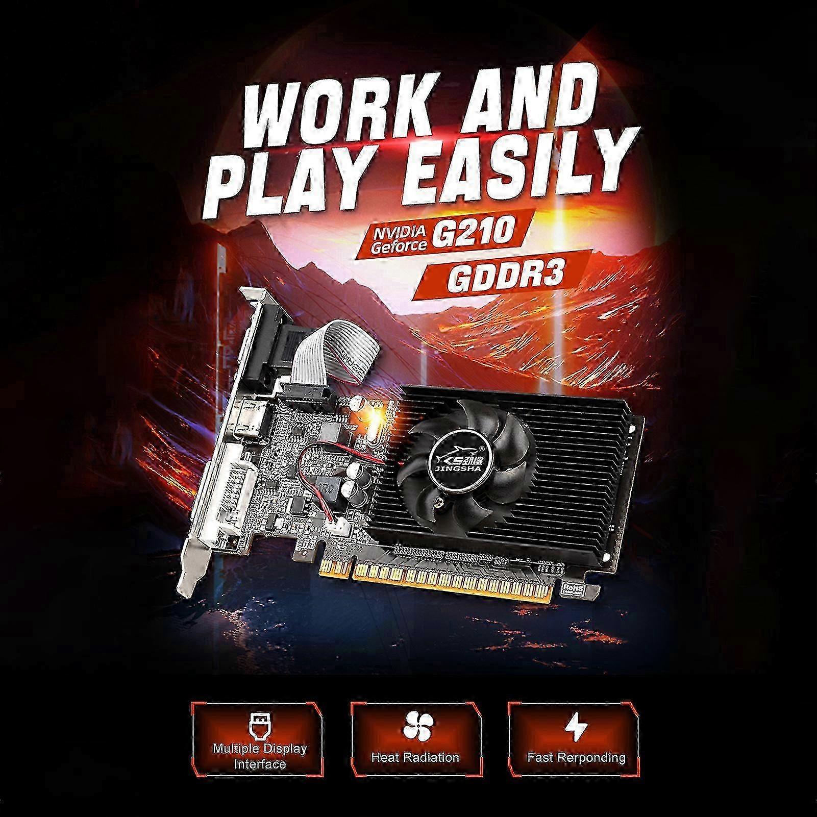 JINGSHA GT210 1GB/DDR3/64bit Memory Video Computer Graphics Card Support HD+VGA+DVI-D Ports for Office Entertainment 2025