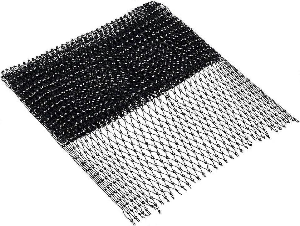 2 Yards Fishnet Fabric Sparkling Stretch Rhinestone Mesh Elastic Sequin Net with Rhinestone Shiny Stretch Rhinestone Net Black Rhinestone Mesh Fabric 