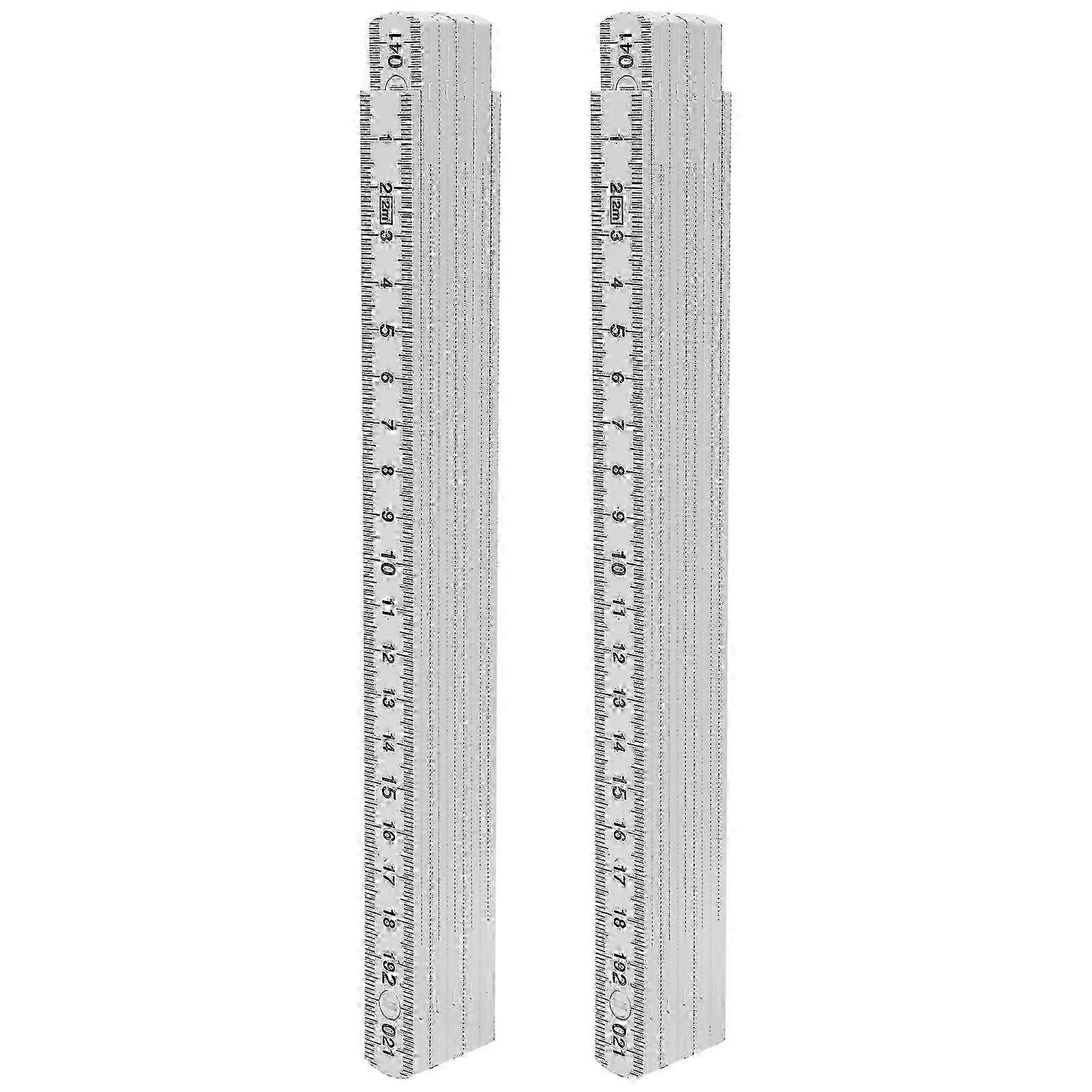 2Pcs 2m Folding Carpenters Ruler Lightweight Compact Measuring Stick Woodworking Tool