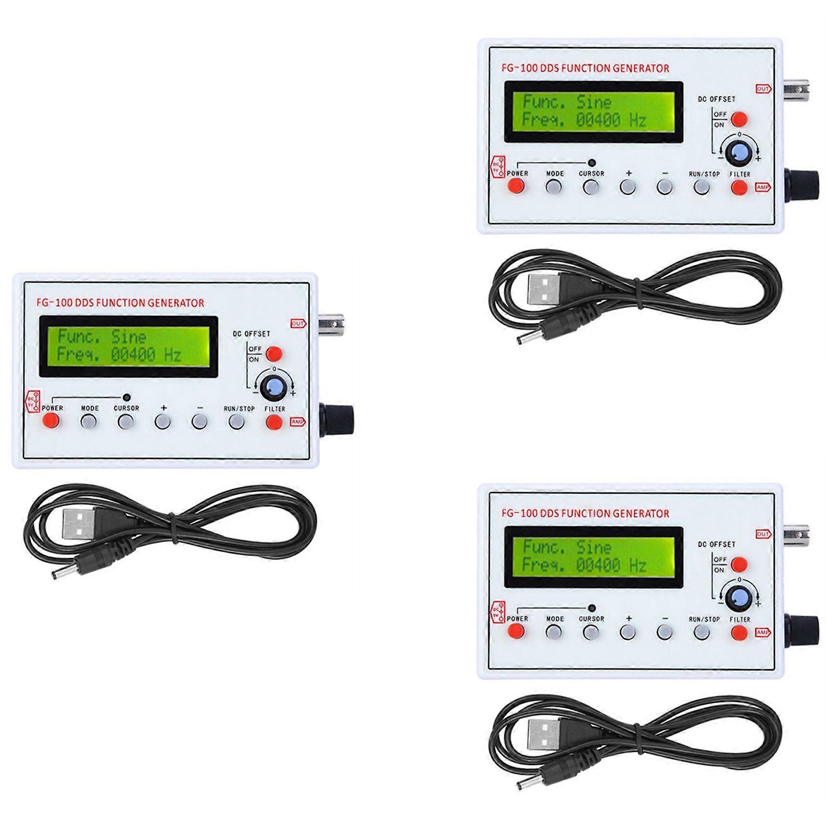 3X FG-100 DDS Function Signal Generator Frequency Counter 1Hz - 500KHz Sine+Square+Triple-Cornered W