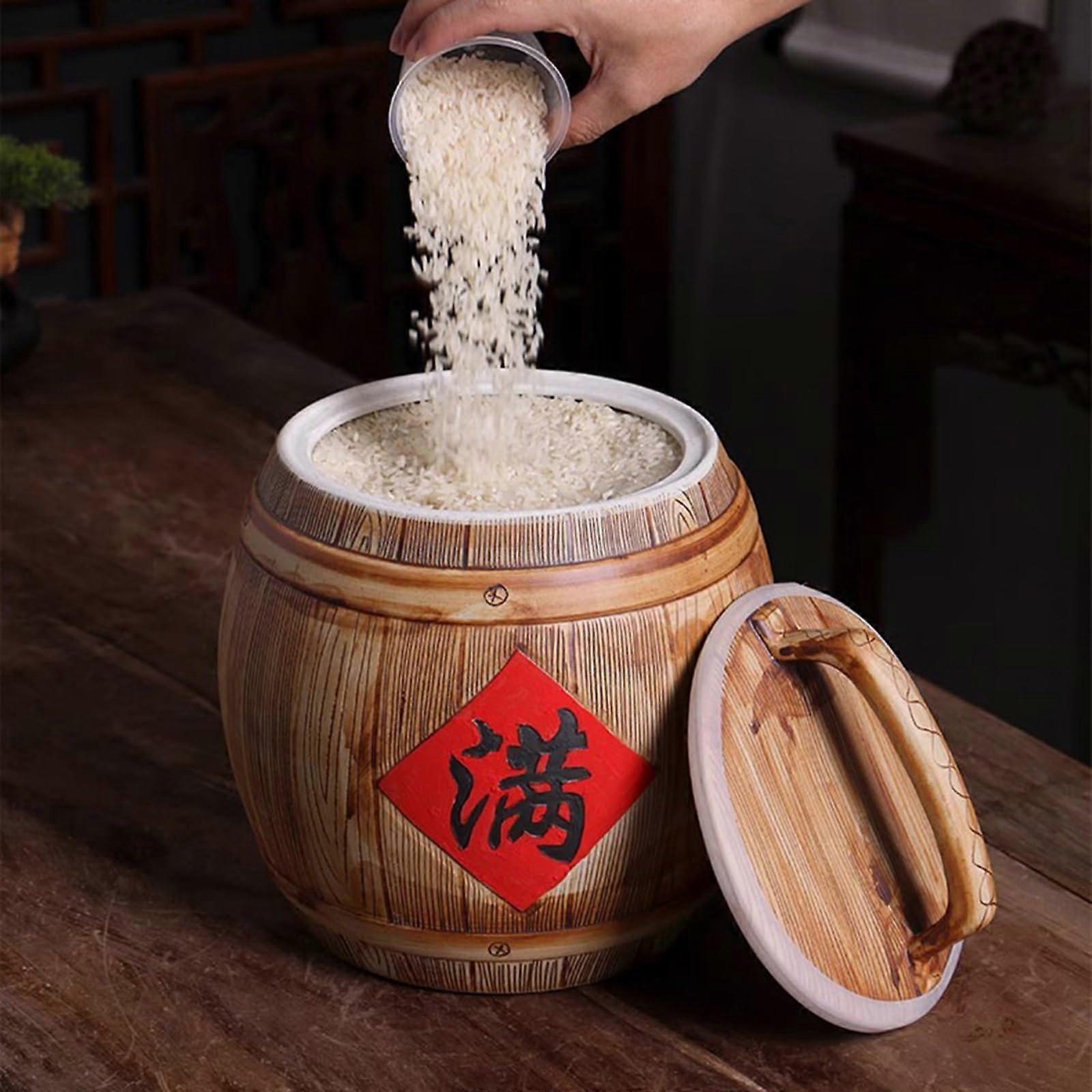 Ceramic Rice Storage Container 25kg Airtight Dispenser with Lid for Grains Beans Wheat Corn