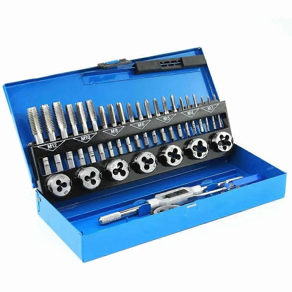32Pcs/Set Metric Tap Die Set M3-M12 Thread Wrench Nut Bolt Screw Repair Tools Kit Taper Plug M3 M4 M5 M6 M8 M10 M12