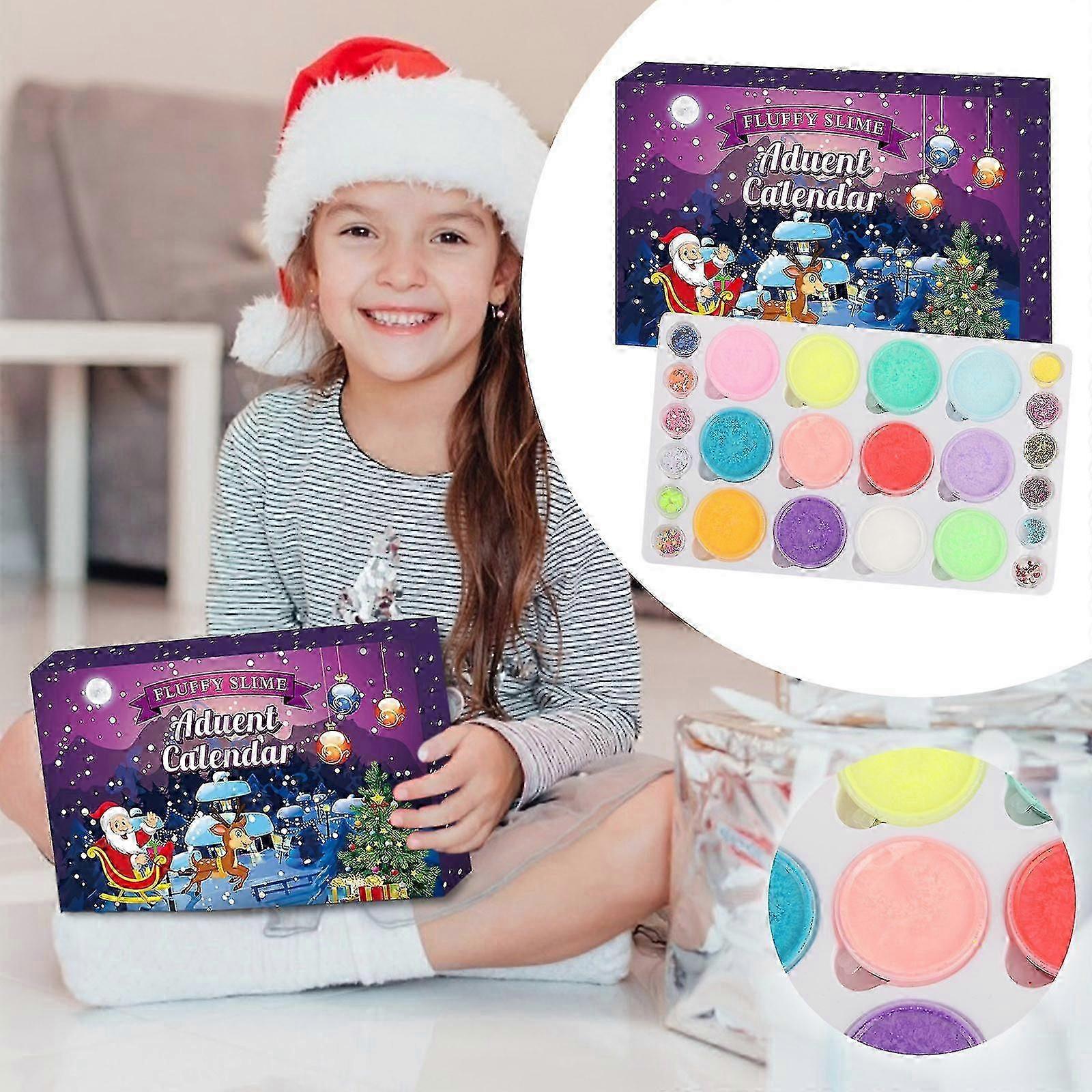 Advent Slime Calendar for Children - 24 Piece Christmas Countdown Toy Set