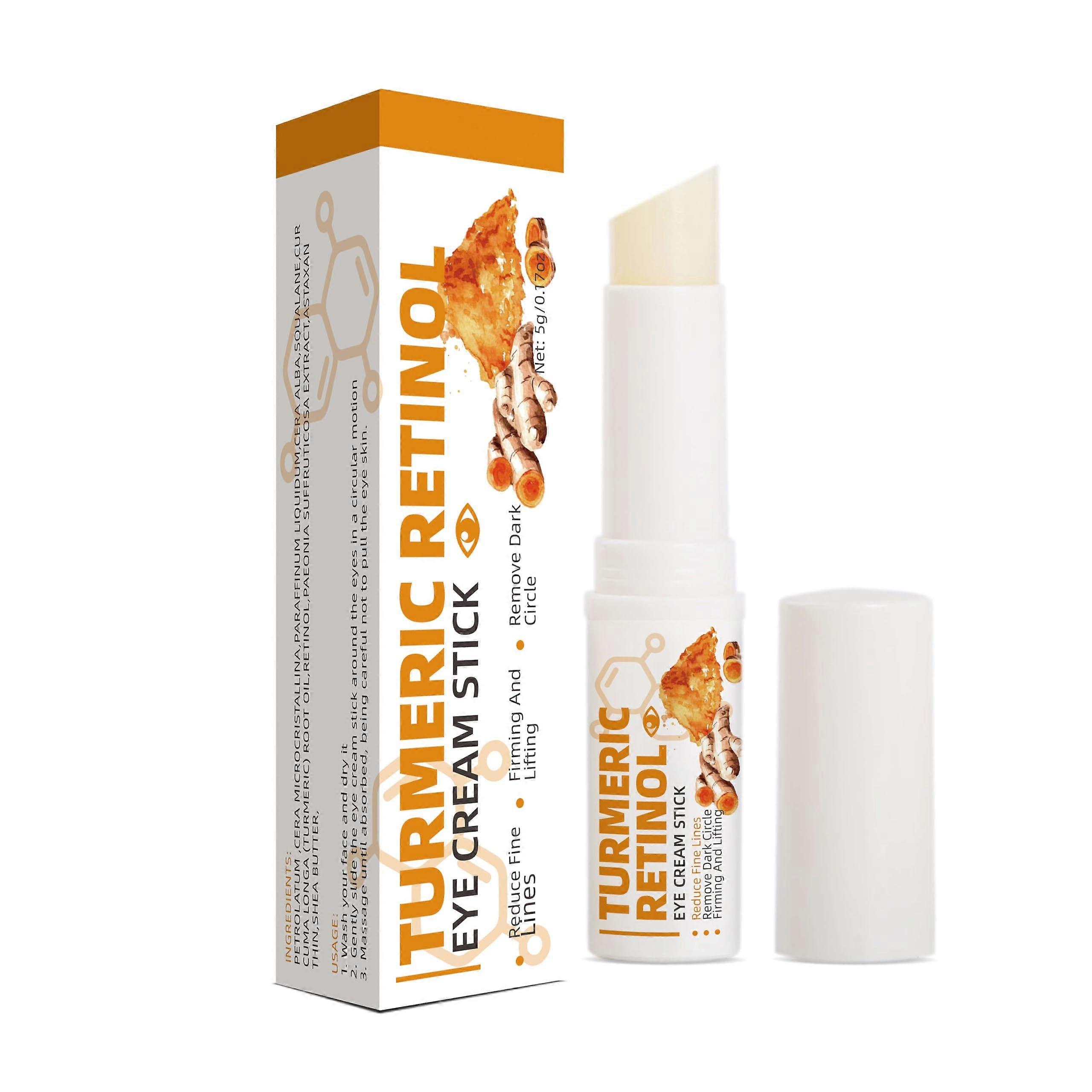 Retinol Eye Cream and Turmeric Eye Stick for Dark Circles, Wrinkles and Deep Hydration