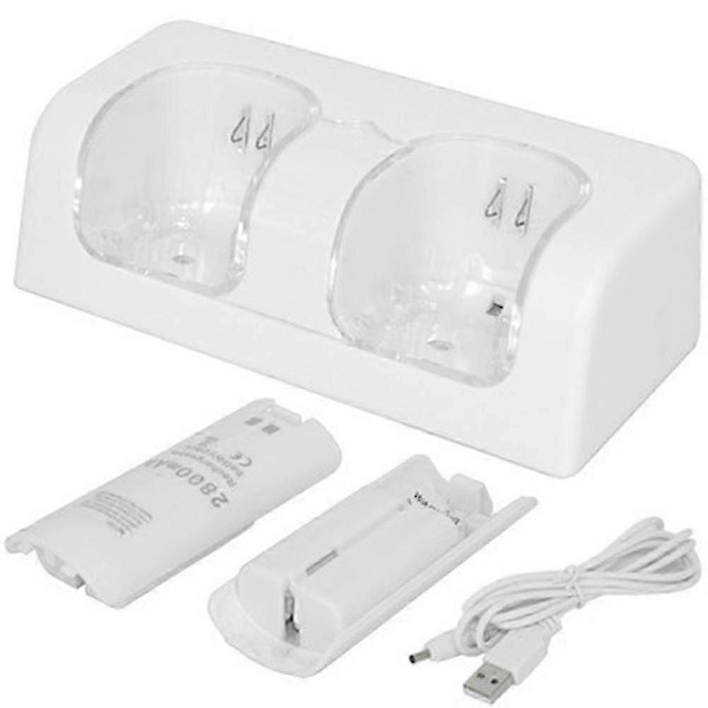 Dual Charging Station Dock with Rechargeable Batteries for Wii Game Remote Controller